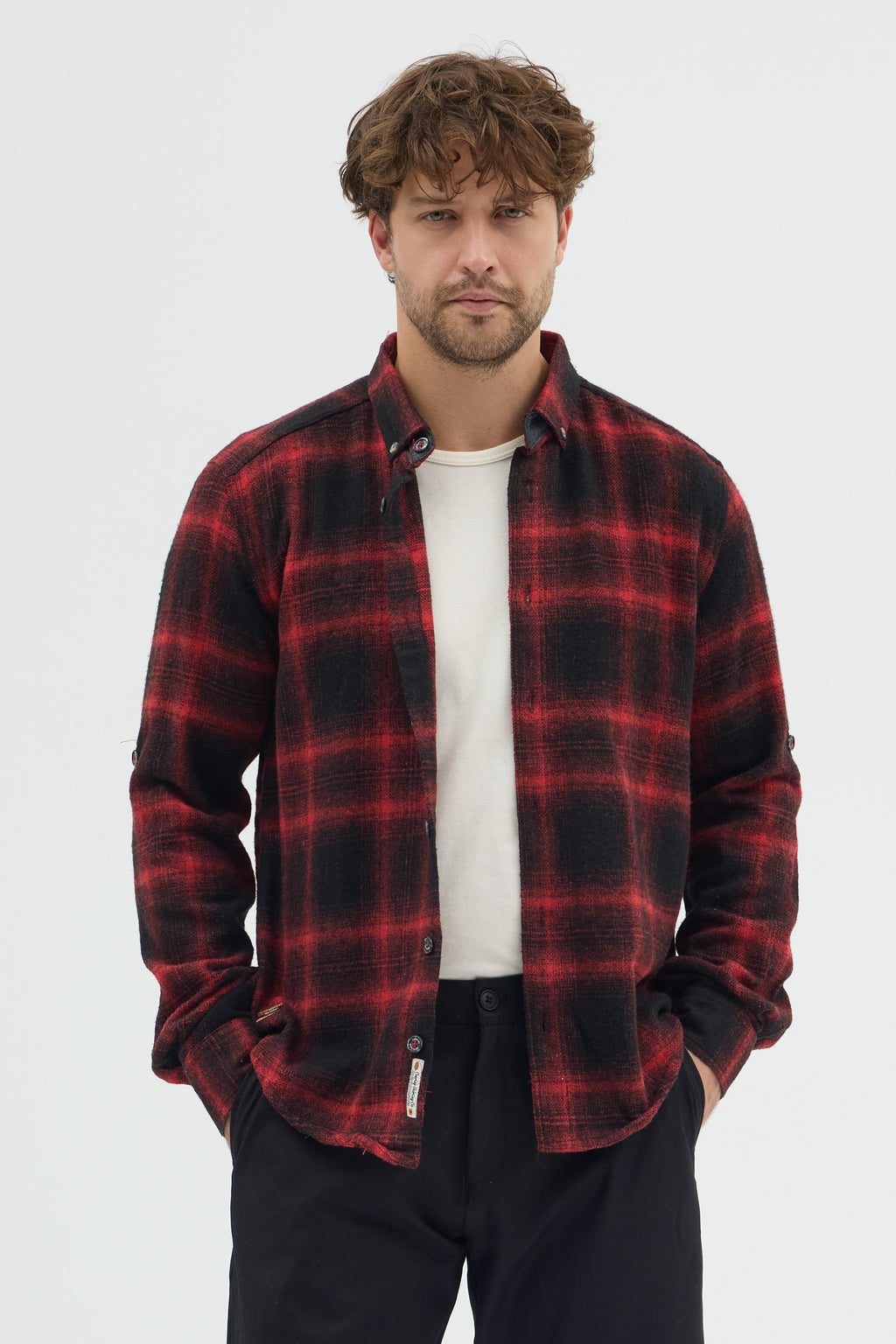 Cosplay Erkek Ekoseli Flanel Oduncu Gömlek - Cepsiz, Kalın Kışlık Uzun Kollu Gömlek