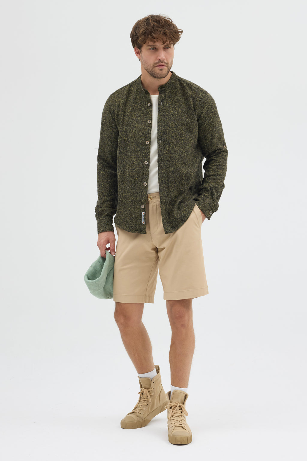 Cosplay Erkek Hakim Yaka Kırçıllı Flanel Dokuma Kumaş Cepsiz Kalın Kışlık Overshirt Gömlek