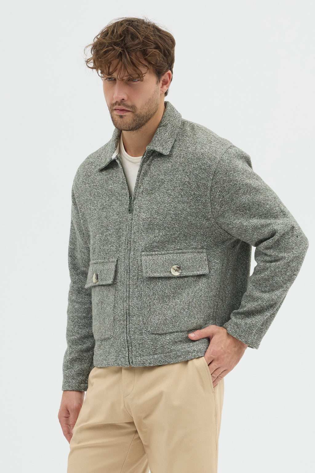 STEPPE RIDER MOLINE ZIPPER DOUBLE POCKET BOXY FIT OVERSHIRT