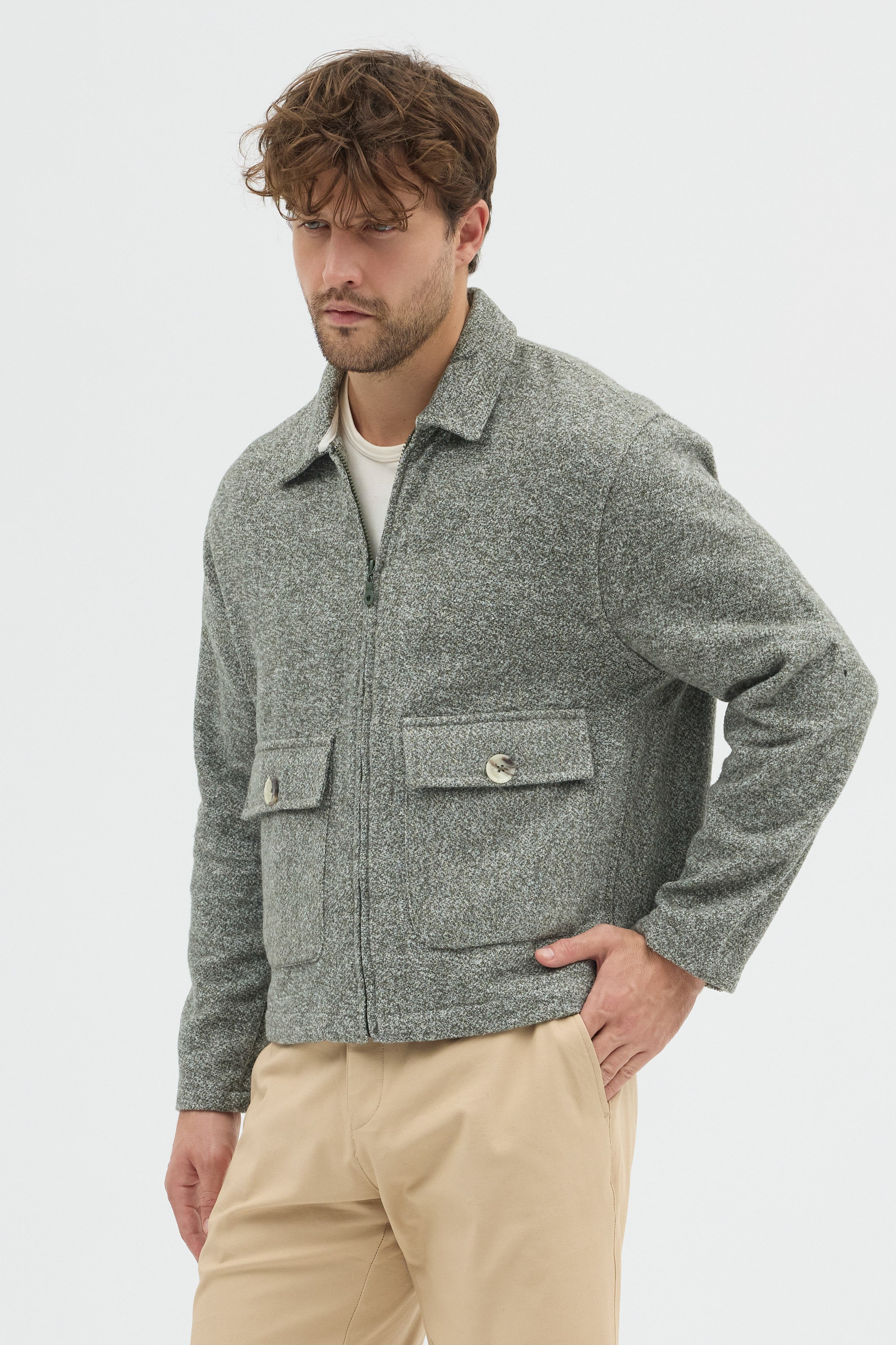 STEPPE RIDER MOLINE ZIPPER DOUBLE POCKET BOXY FIT OVERSHIRT