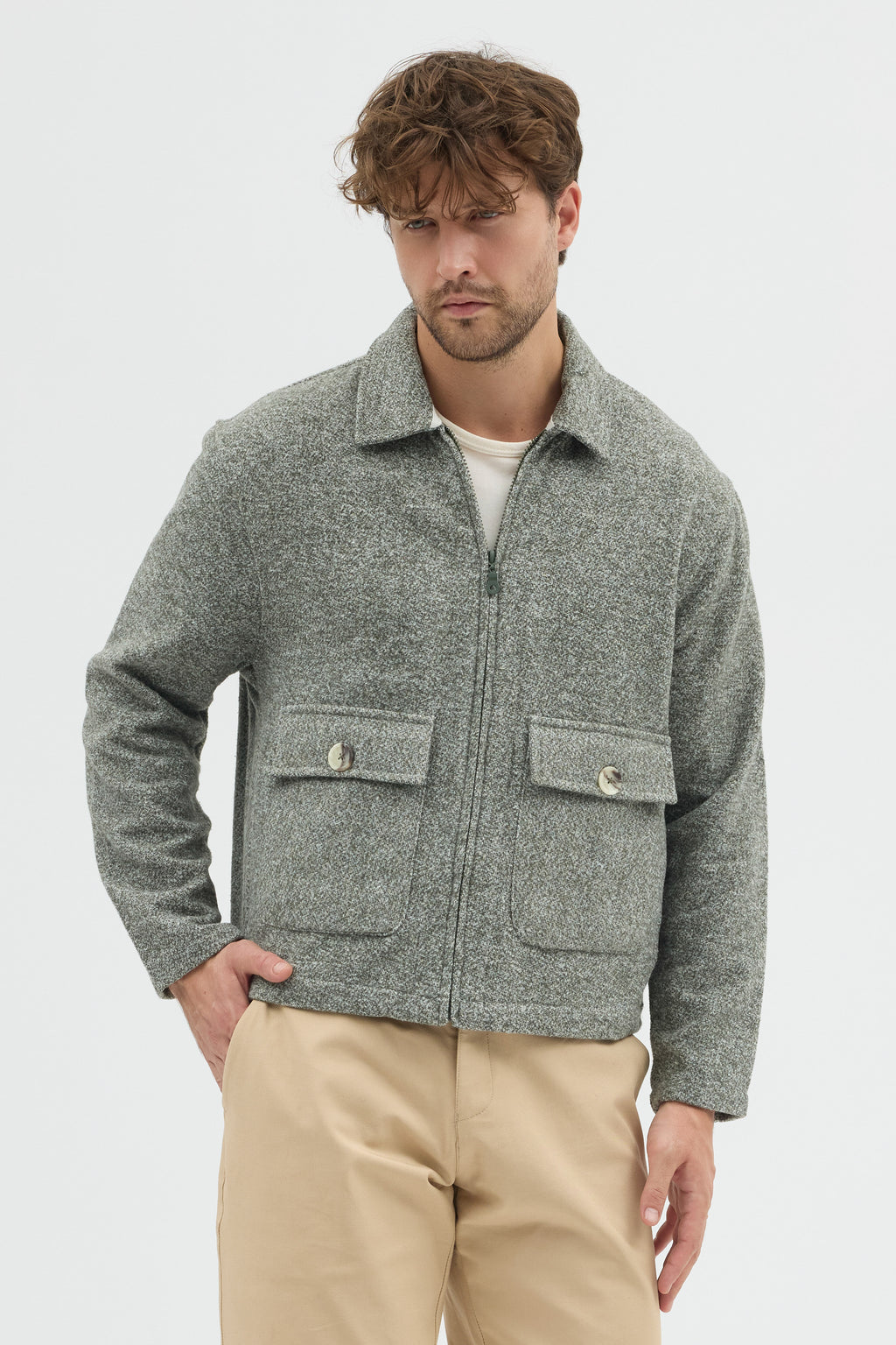 STEPPE RIDER MOLINE ZIPPER DOUBLE POCKET BOXY FIT OVERSHIRT