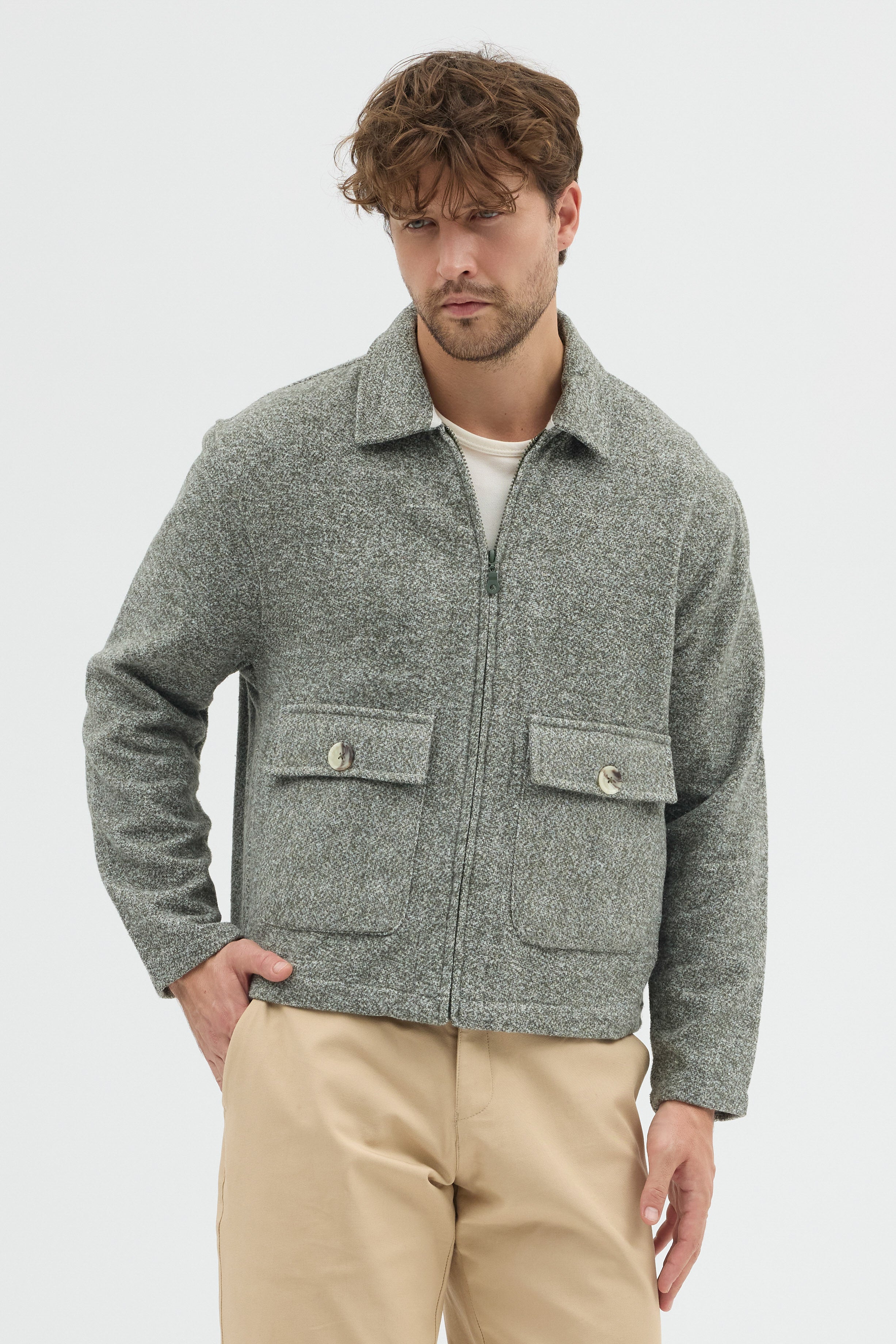 STEPPE RIDER MOLINE ZIPPER DOUBLE POCKET BOXY FIT OVERSHIRT