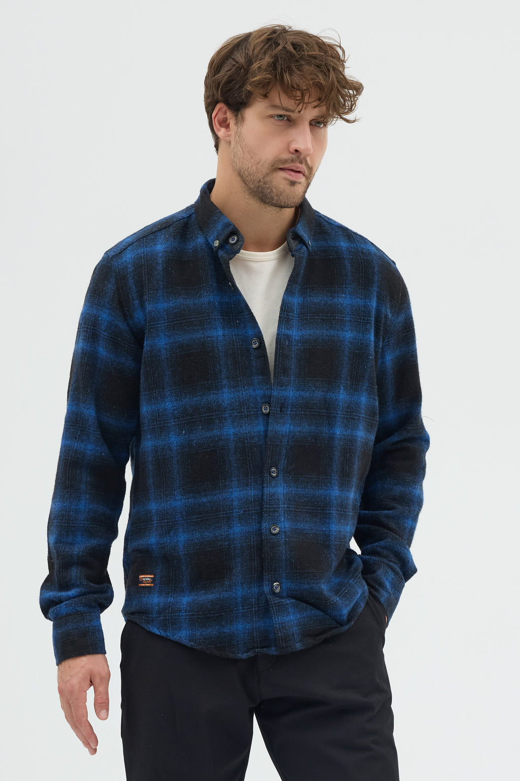 Cosplay Erkek Ekoseli Flanel Oduncu Gömlek - Cepsiz, Kalın Kışlık Uzun Kollu Gömlek