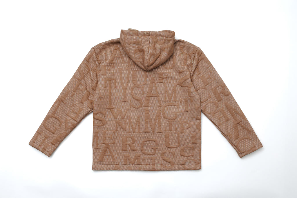 Steppe Rider Erkek Oversize Kalın Örme Fermuarlı Kapüşonlu Harf Desenli Örme Ceket Overshirt