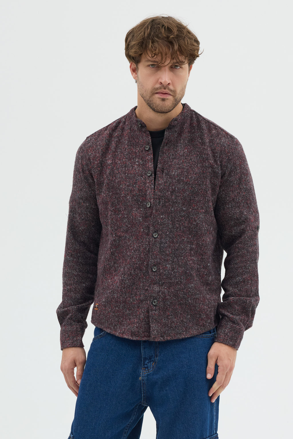 Cosplay Erkek Hakim Yaka Kırçıllı Flanel Dokuma Kumaş Cepsiz Kalın Kışlık Overshirt Gömlek