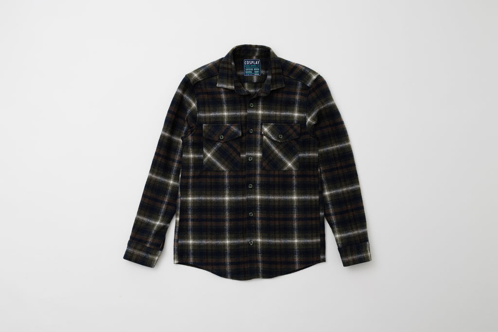 Cosplay Erkek Kalın Flanel Oduncu Kareli Gömlek Ceket Çift Kapaklı Cepli Overshirt