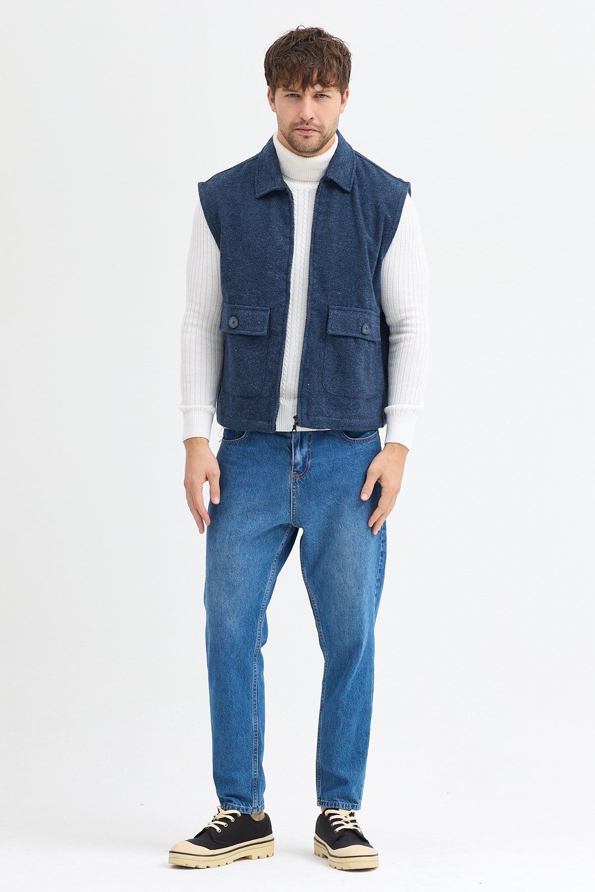 Steppe Rider Pamuklu Akrilik Moline Dokulu Regular Kalıp Çift Cepli Yelek