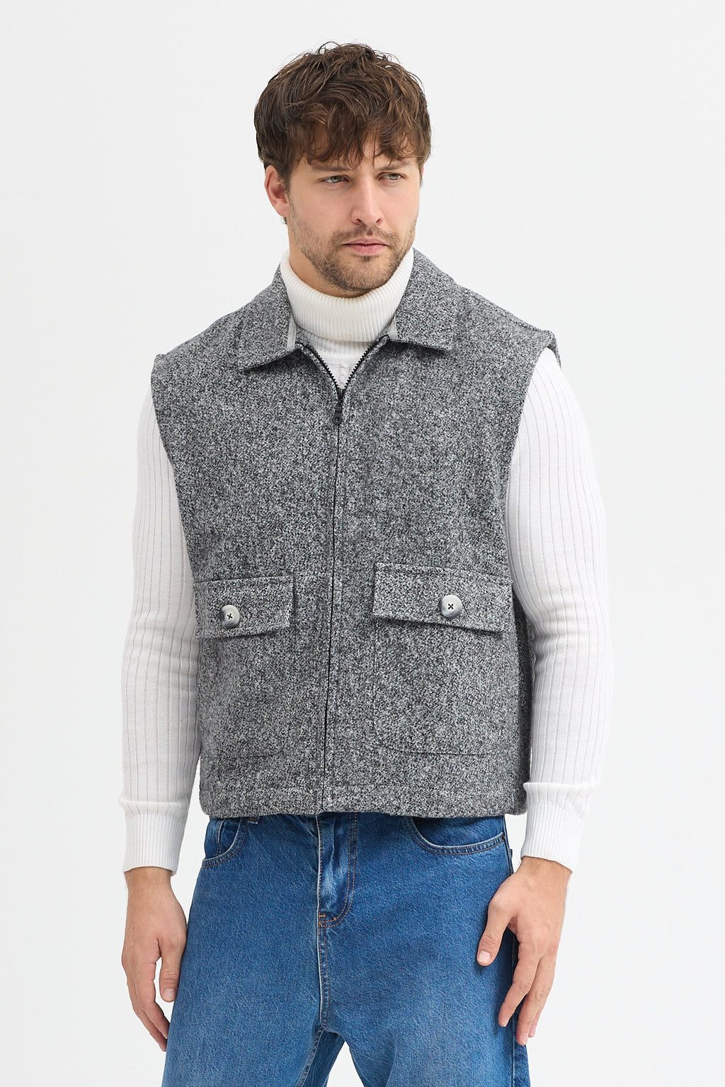 Steppe Rider Pamuklu Akrilik Moline Dokulu Regular Kalıp Çift Cepli Yelek