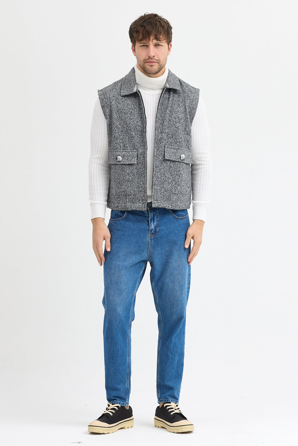 Steppe Rider Pamuklu Akrilik Moline Dokulu Regular Kalıp Çift Cepli Yelek