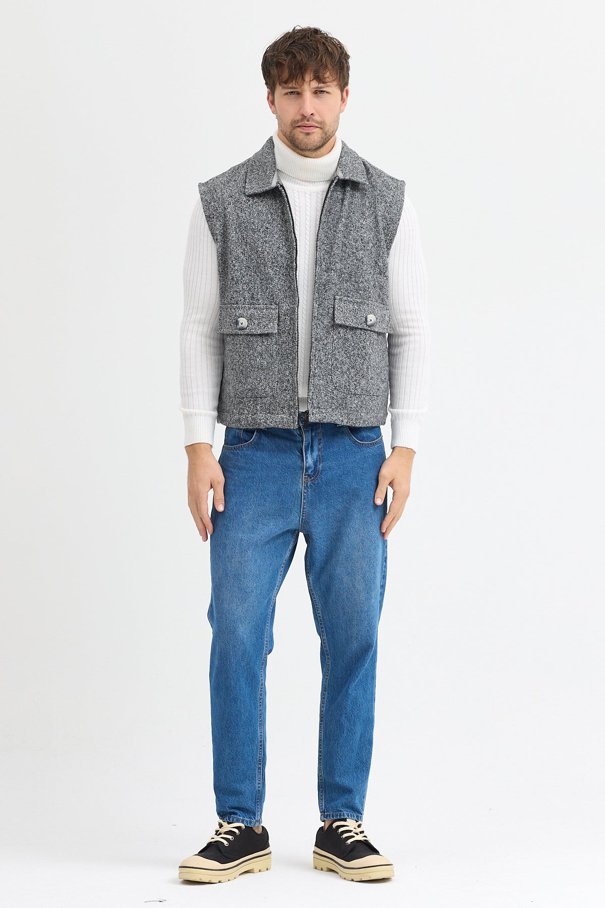 Steppe Rider Pamuklu Akrilik Moline Dokulu Regular Kalıp Çift Cepli Yelek