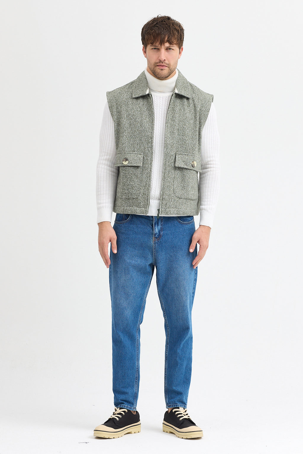 Steppe Rider Pamuklu Akrilik Moline Dokulu Regular Kalıp Çift Cepli Yelek