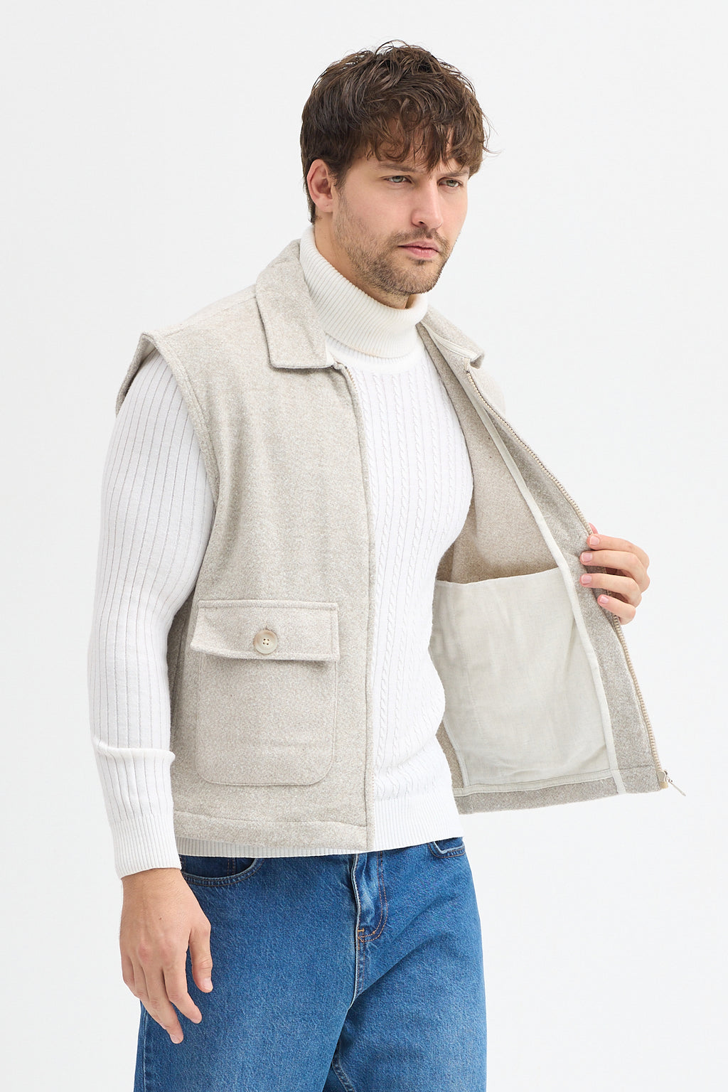 Steppe Rider Pamuklu Akrilik Moline Dokulu Regular Kalıp Çift Cepli Yelek