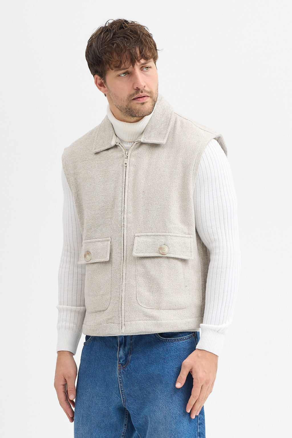 Steppe Rider Pamuklu Akrilik Moline Dokulu Regular Kalıp Çift Cepli Yelek