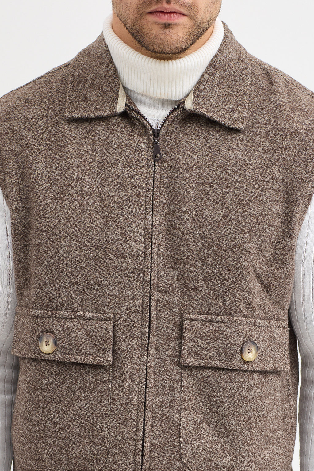 Steppe Rider Pamuklu Akrilik Moline Dokulu Regular Kalıp Çift Cepli Yelek