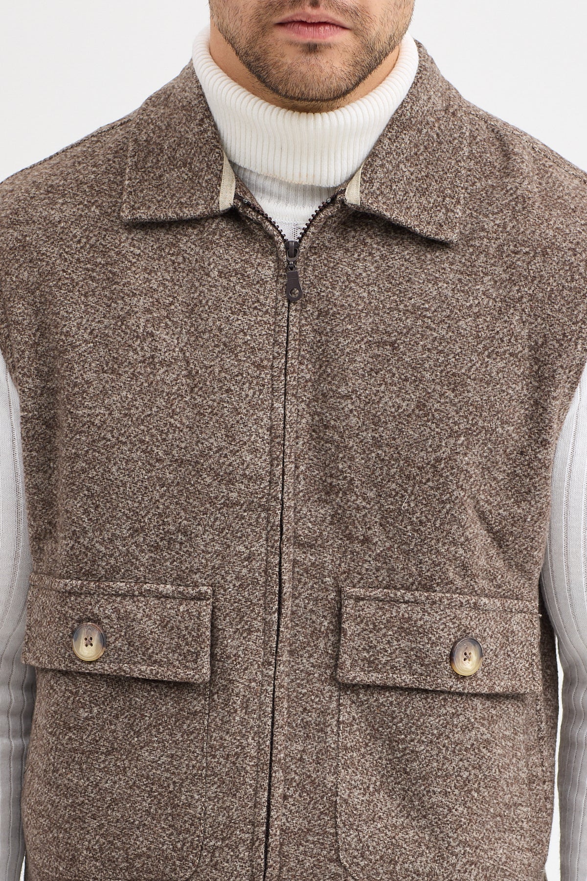 Steppe Rider Pamuklu Akrilik Moline Dokulu Regular Kalıp Çift Cepli Yelek