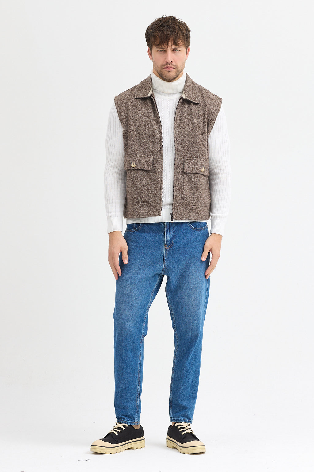 Steppe Rider Pamuklu Akrilik Moline Dokulu Regular Kalıp Çift Cepli Yelek