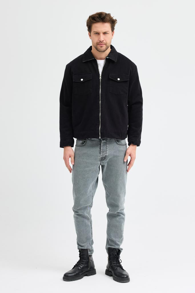 Cosplay Erkek Gabardin Fermuarlı Çift Cepli Astarlı Workwear Ceket