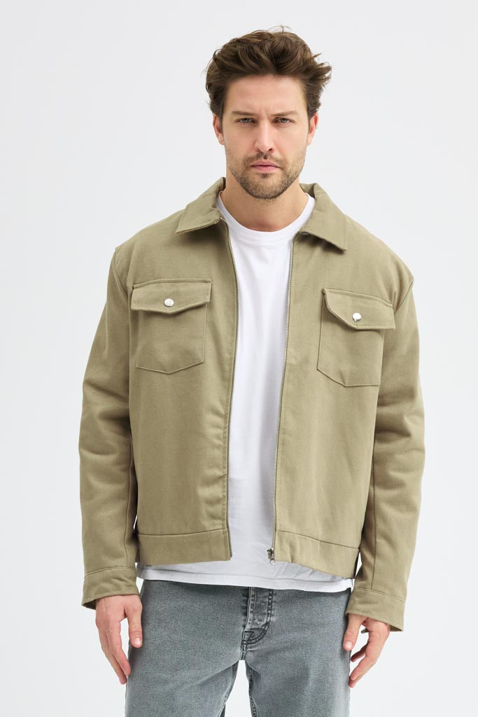 Cosplay Erkek Gabardin Fermuarlı Çift Cepli Astarlı Workwear Ceket