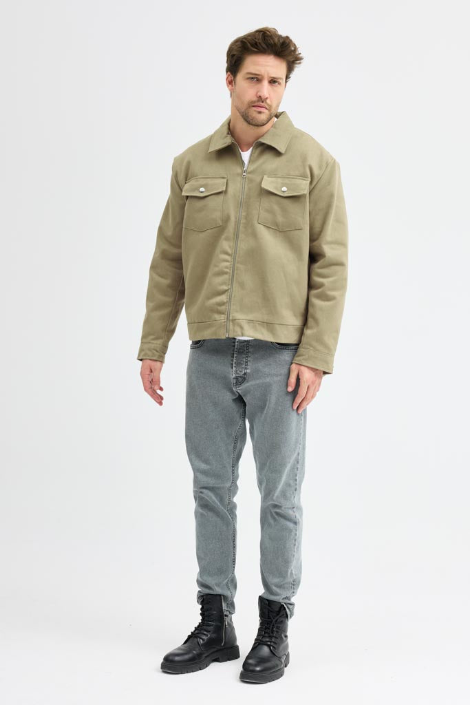 Cosplay Erkek Gabardin Fermuarlı Çift Cepli Astarlı Workwear Ceket