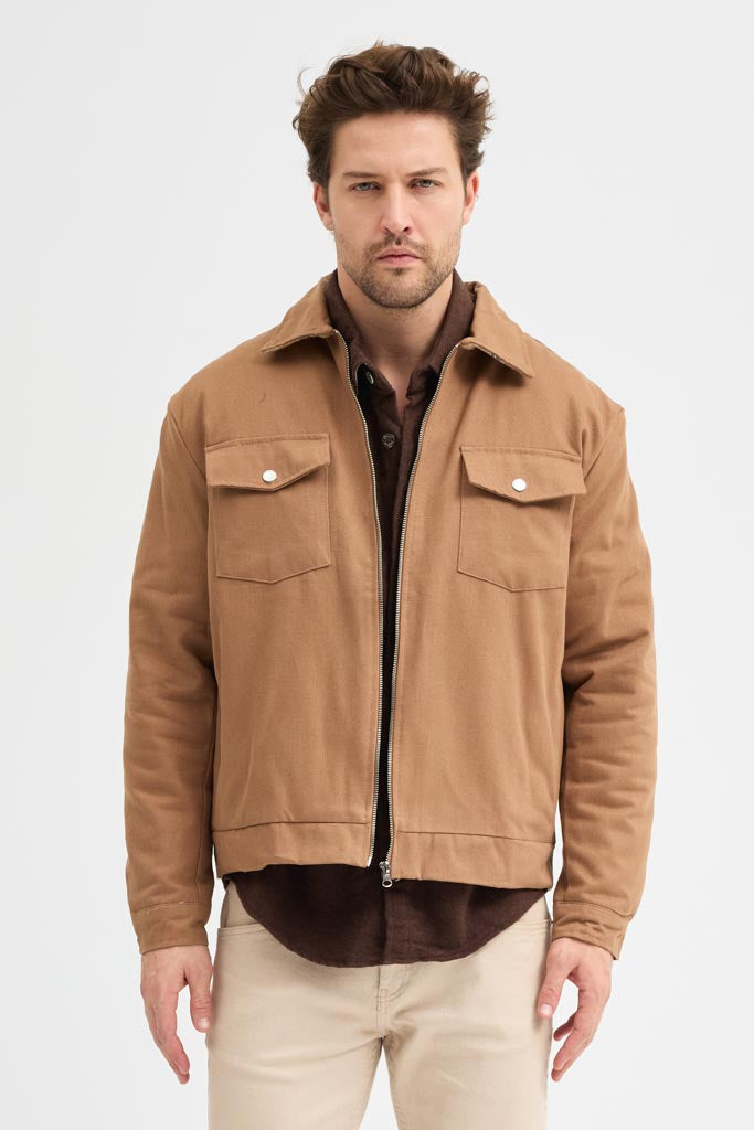 Cosplay Erkek Gabardin Fermuarlı Çift Cepli Astarlı Workwear Ceket