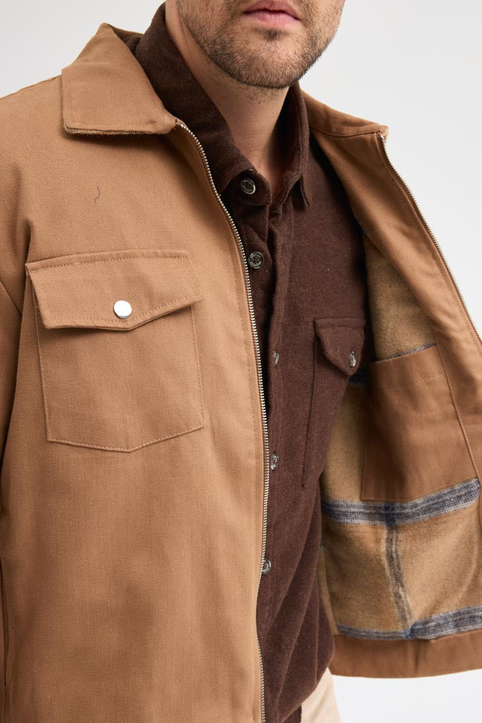 Cosplay Erkek Gabardin Fermuarlı Çift Cepli Astarlı Workwear Ceket