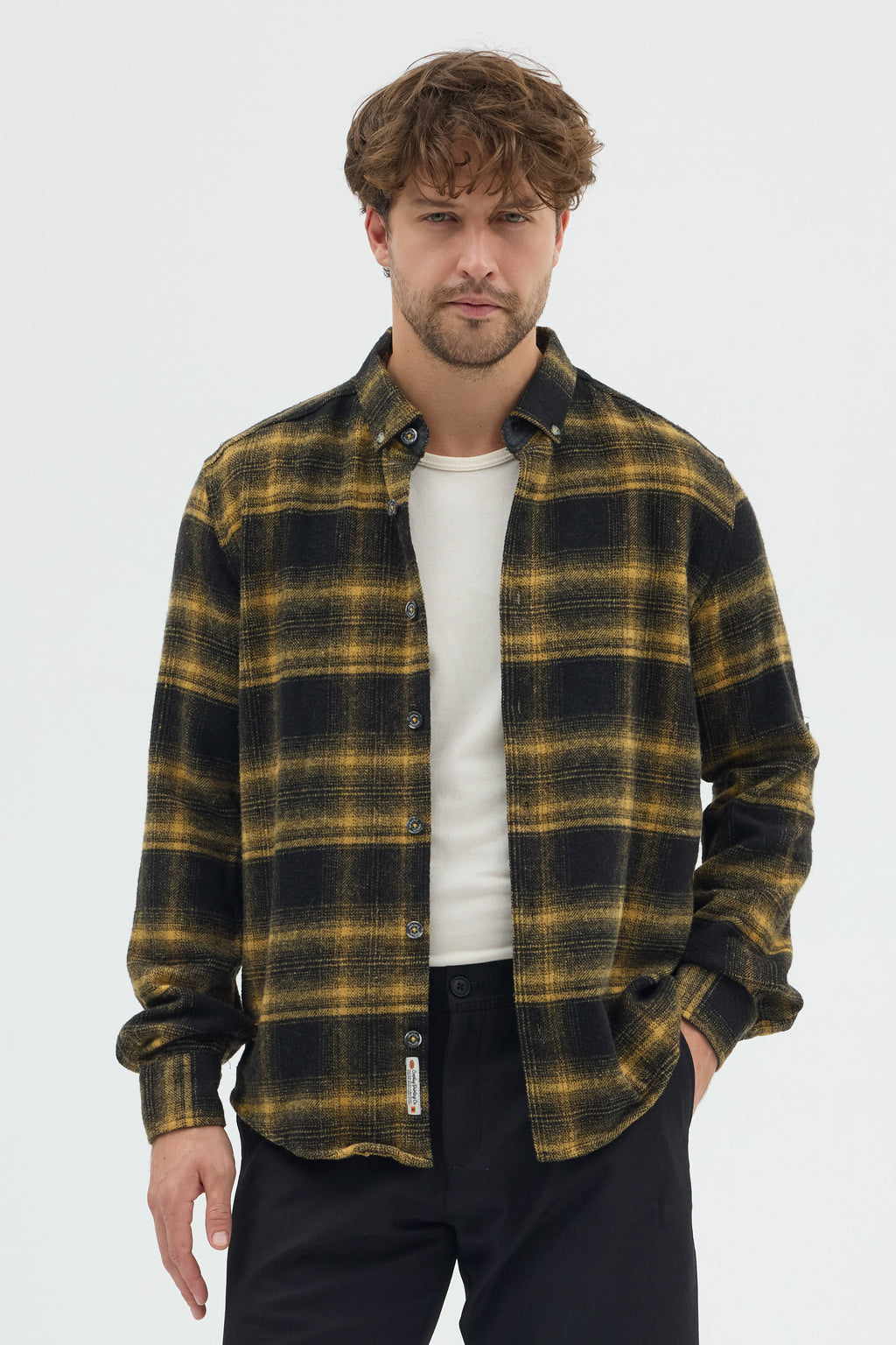 Cosplay Erkek Ekoseli Flanel Oduncu Gömlek - Cepsiz, Kalın Kışlık Uzun Kollu Gömlek