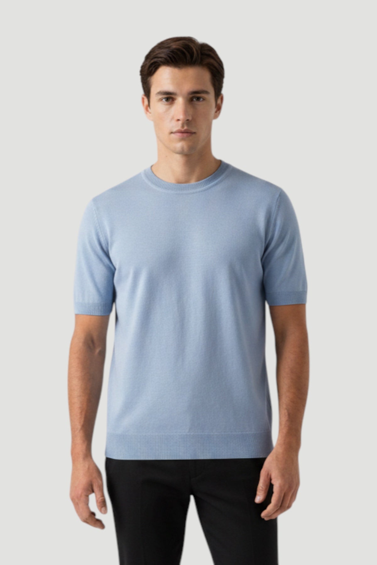 Cosplay Basic Bisiklet Yaka Viskon Karışımlı Erkek Kısa Kol Triko T-shirt