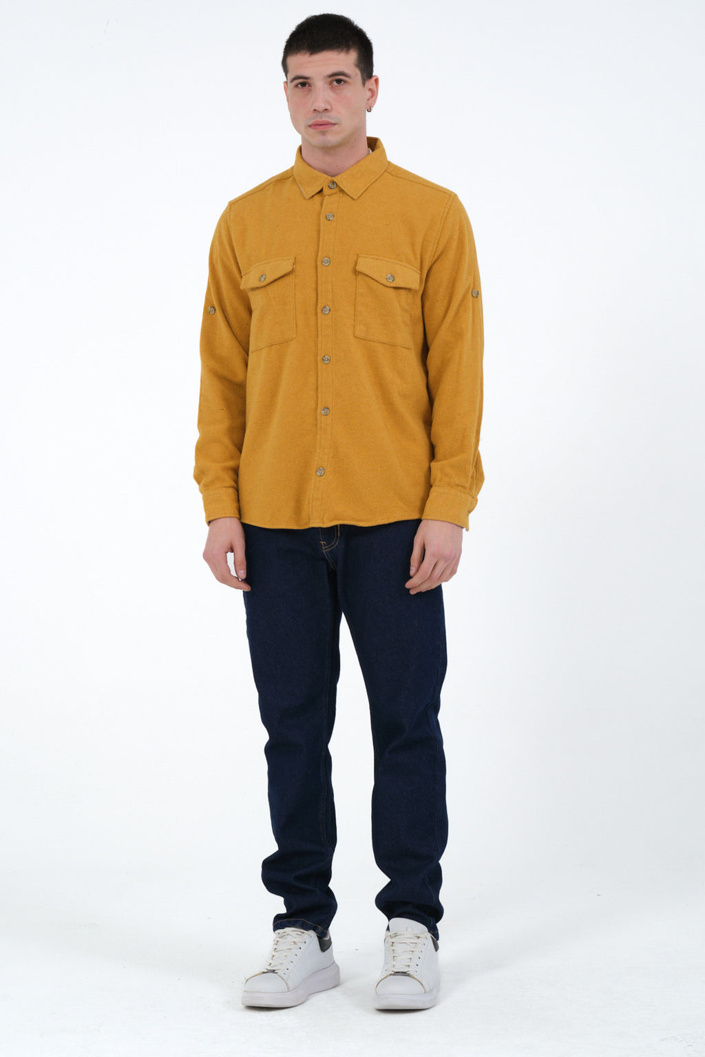 Düz Renk Flanel Oduncu Gömlek – %100 Pamuk, Regular Fit, Overshirt Kullanıma Uygun