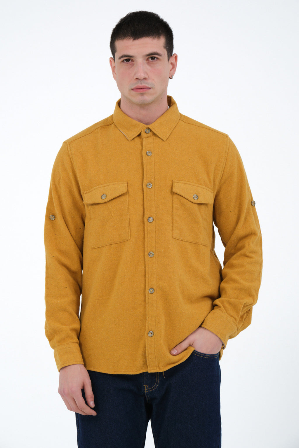 Düz Renk Flanel Oduncu Gömlek – %100 Pamuk, Regular Fit, Overshirt Kullanıma Uygun