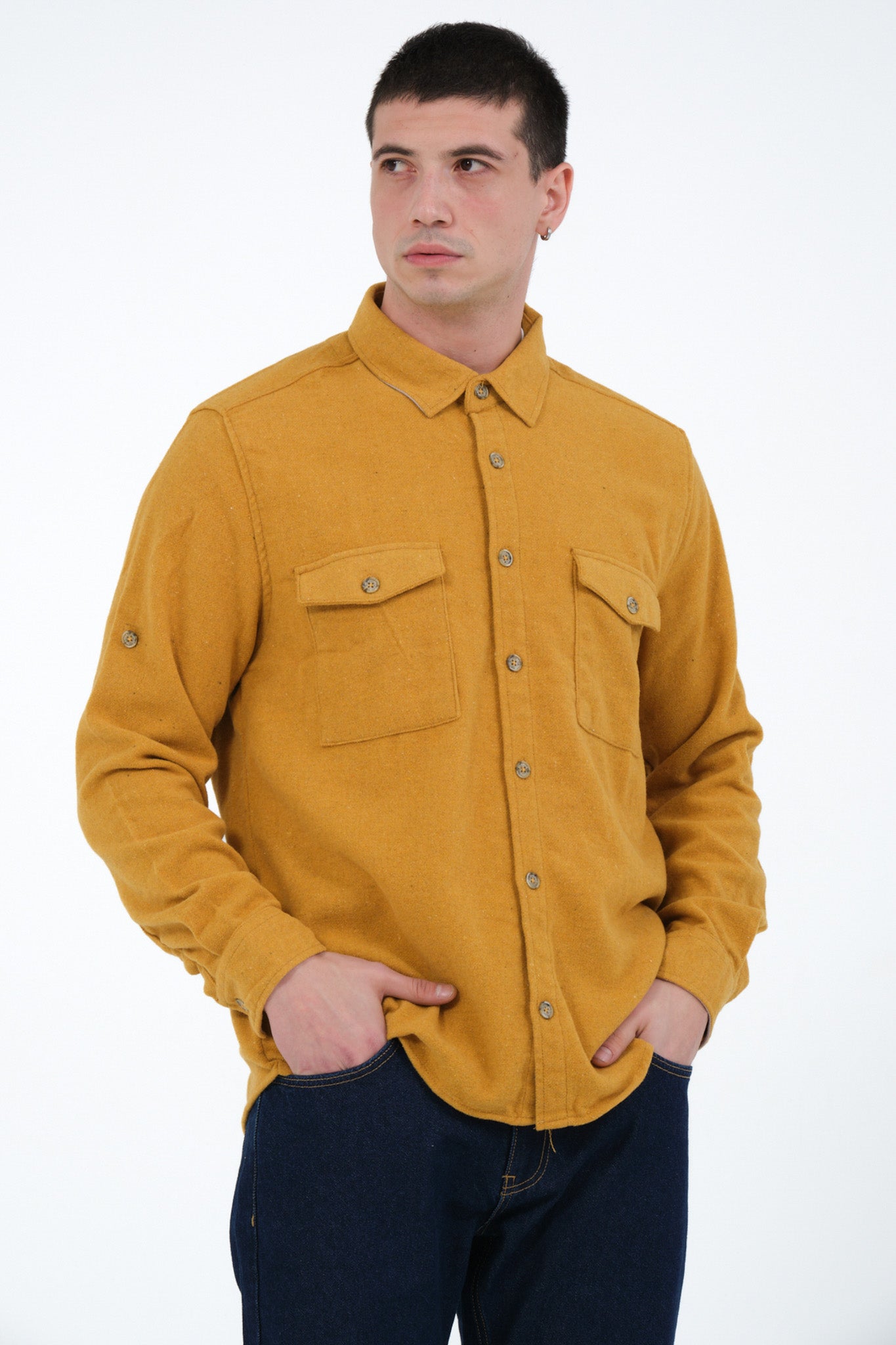 Düz Renk Flanel Oduncu Gömlek – %100 Pamuk, Regular Fit, Overshirt Kullanıma Uygun