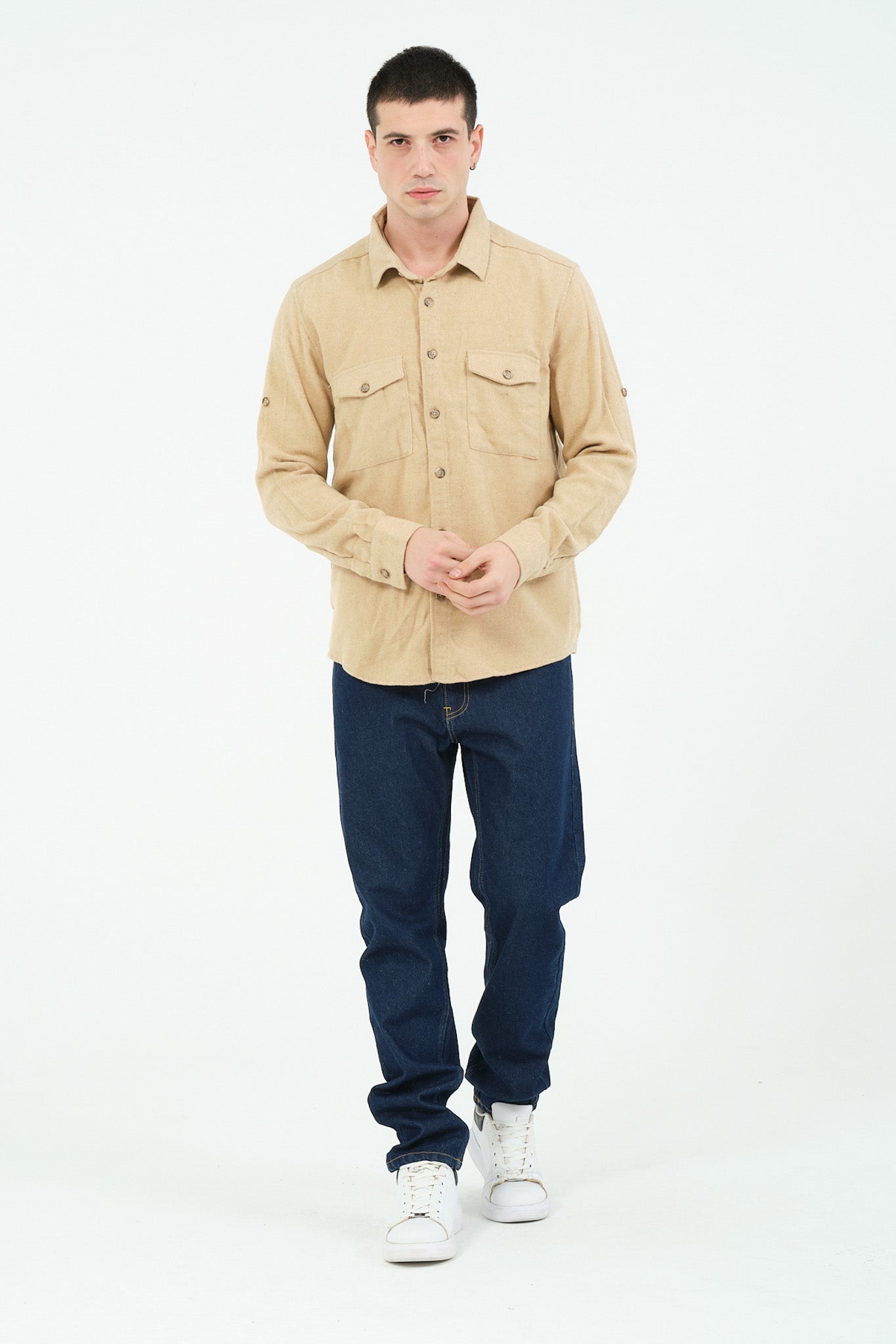 Düz Renk Flanel Oduncu Gömlek – %100 Pamuk, Regular Fit, Overshirt Kullanıma Uygun