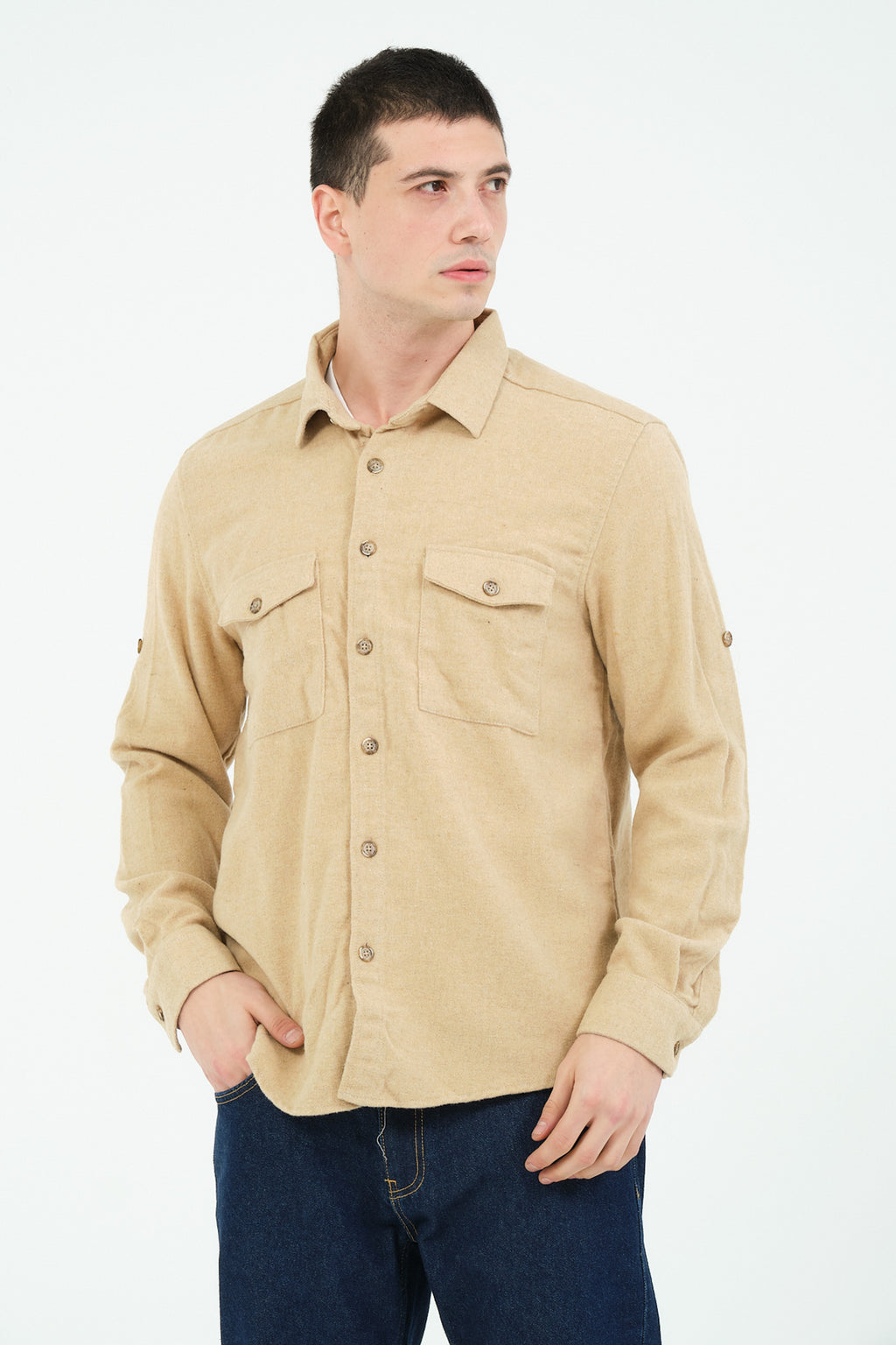 Düz Renk Flanel Oduncu Gömlek – %100 Pamuk, Regular Fit, Overshirt Kullanıma Uygun