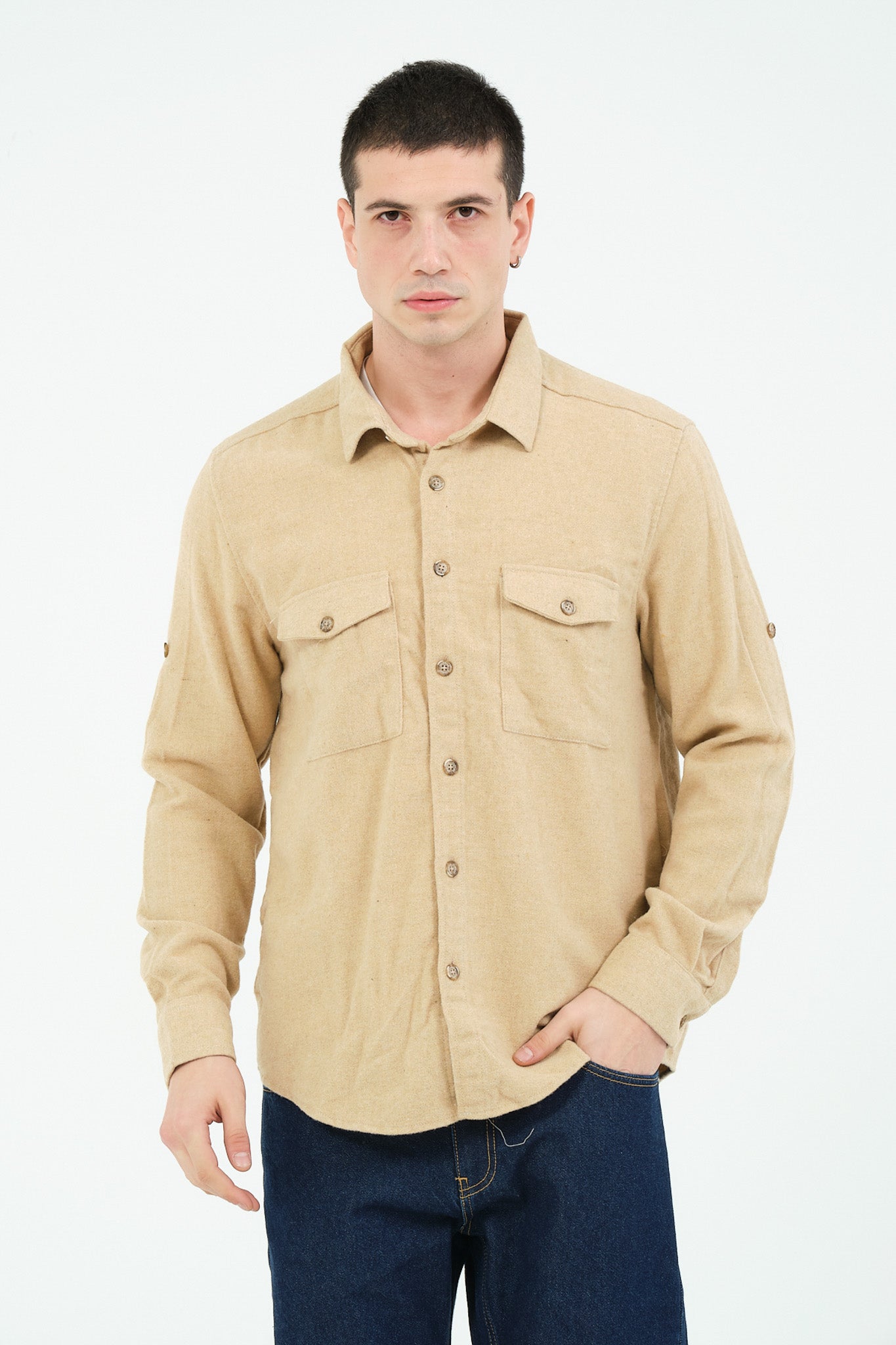 Düz Renk Flanel Oduncu Gömlek – %100 Pamuk, Regular Fit, Overshirt Kullanıma Uygun