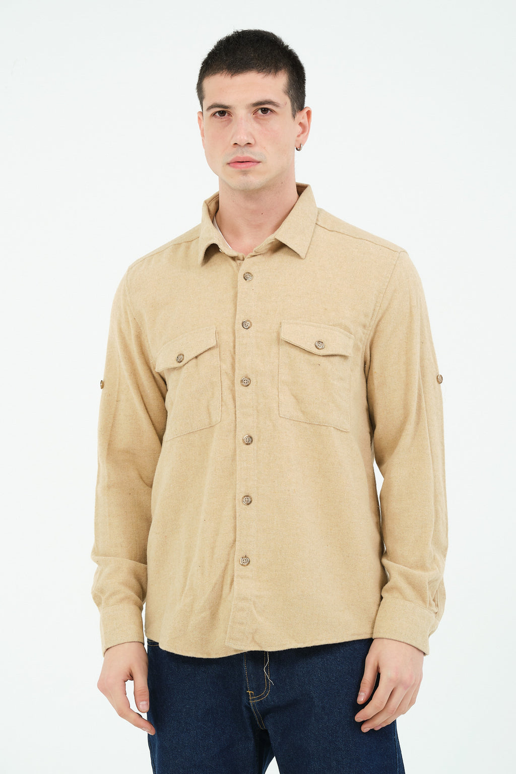 Düz Renk Flanel Oduncu Gömlek – %100 Pamuk, Regular Fit, Overshirt Kullanıma Uygun