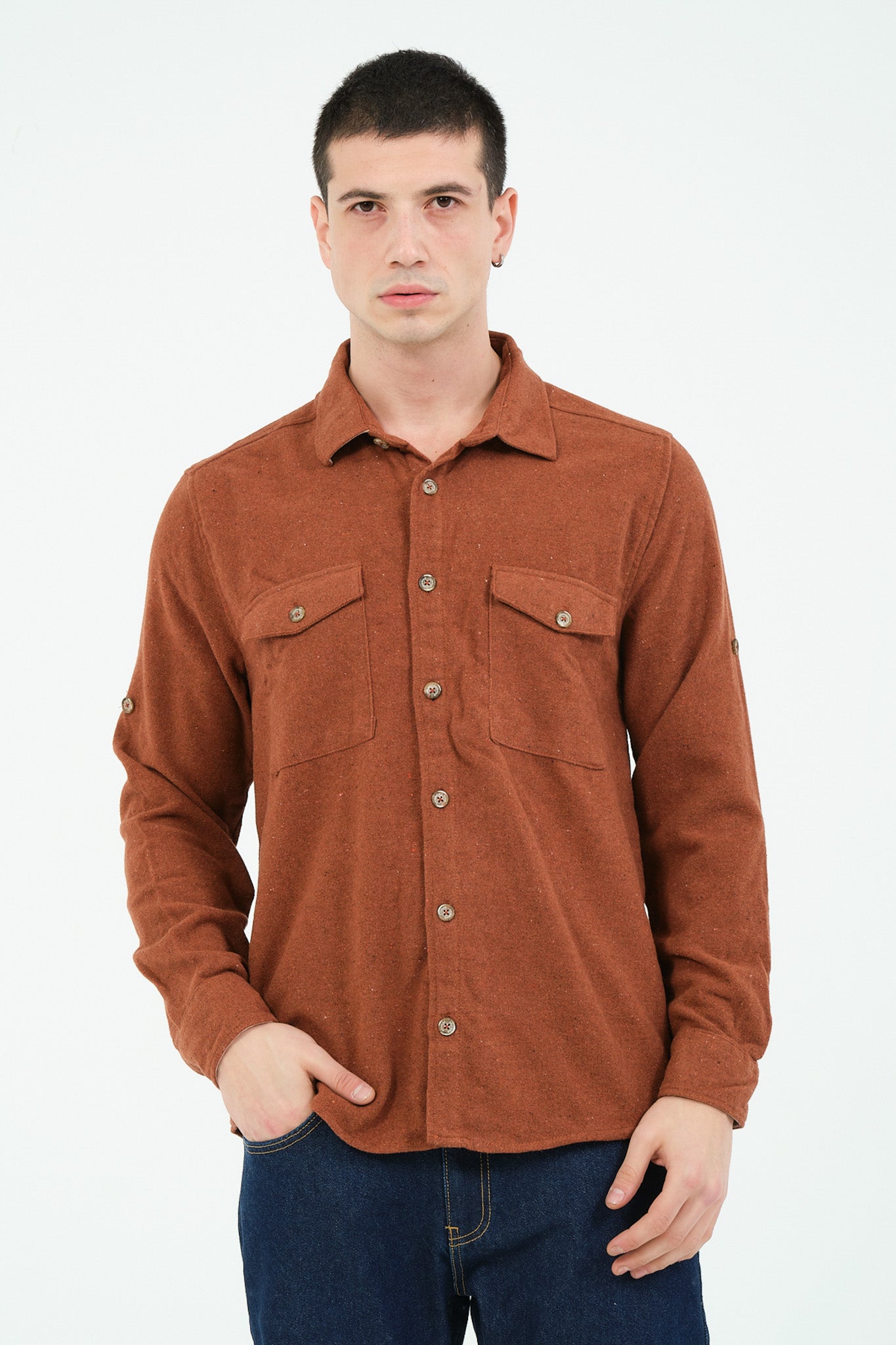 Düz Renk Flanel Oduncu Gömlek – %100 Pamuk, Regular Fit, Overshirt Kullanıma Uygun