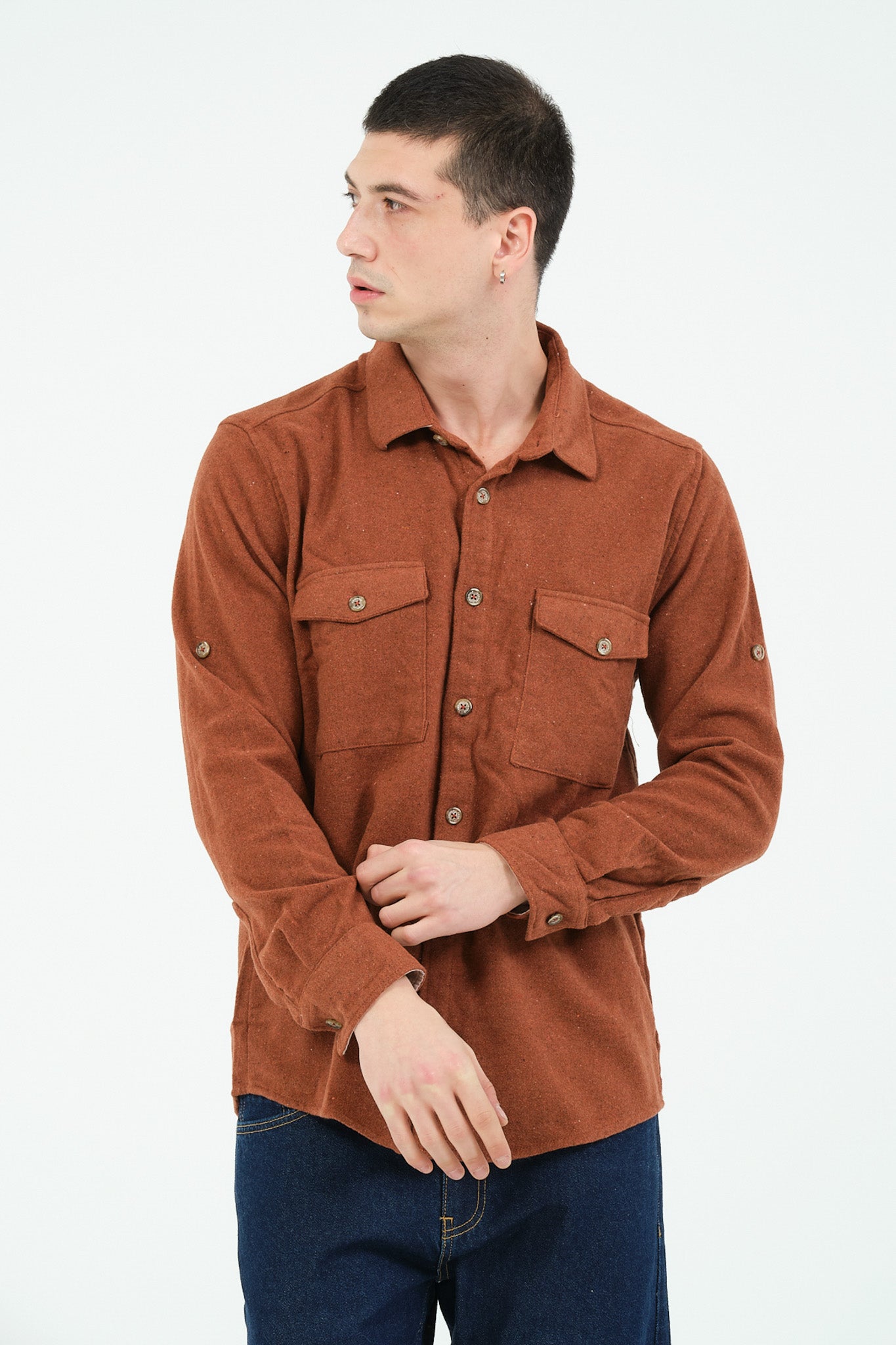 Düz Renk Flanel Oduncu Gömlek – %100 Pamuk, Regular Fit, Overshirt Kullanıma Uygun