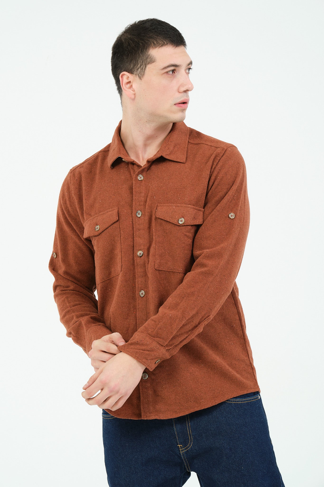 Düz Renk Flanel Oduncu Gömlek – %100 Pamuk, Regular Fit, Overshirt Kullanıma Uygun