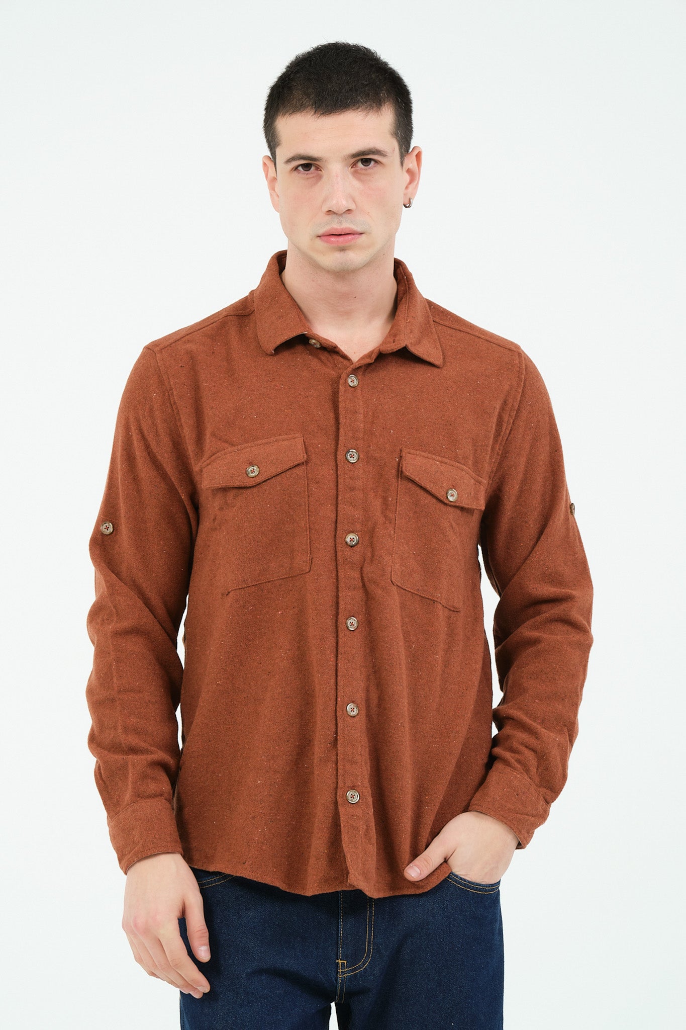 Düz Renk Flanel Oduncu Gömlek – %100 Pamuk, Regular Fit, Overshirt Kullanıma Uygun