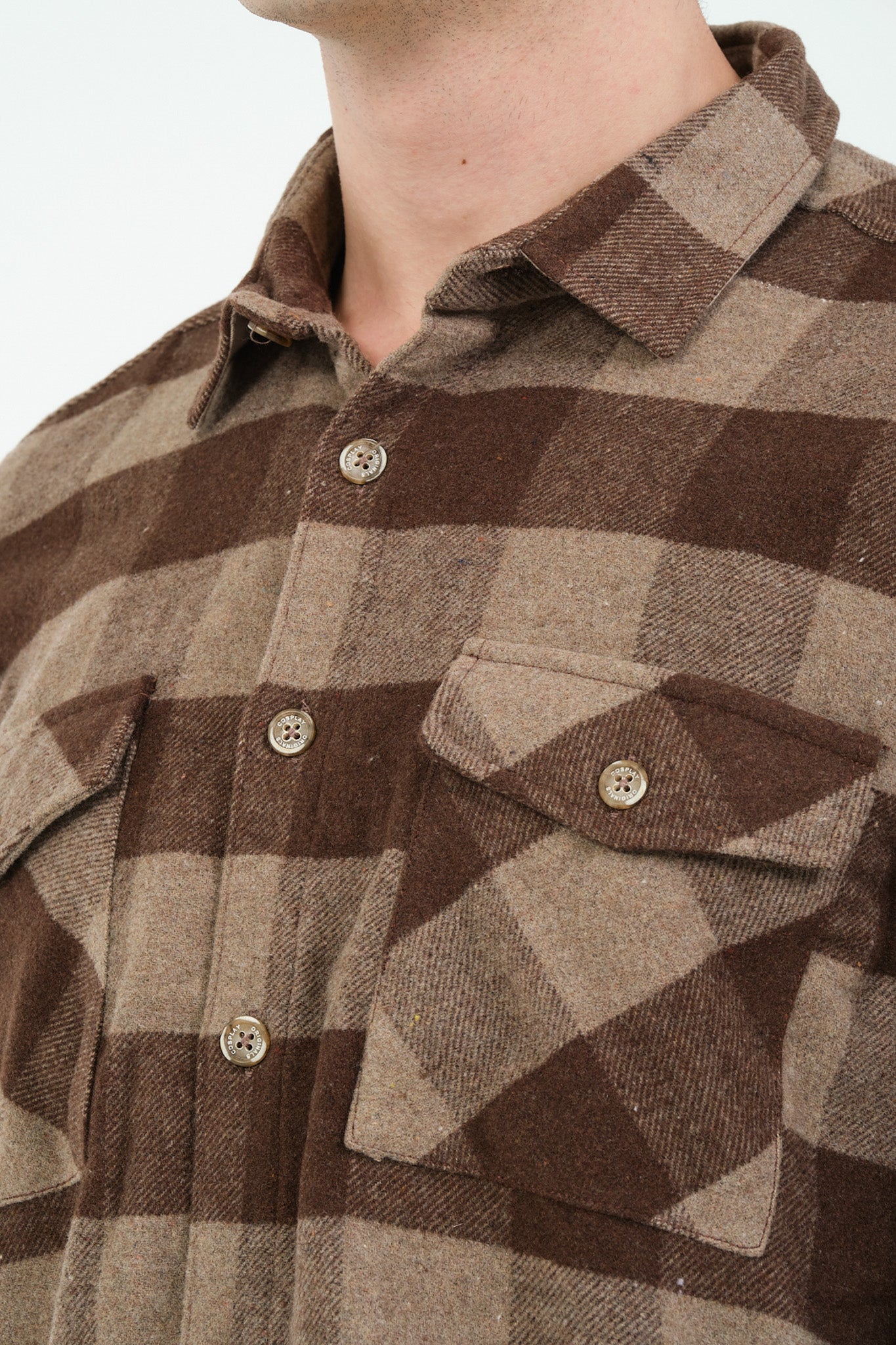 Cosplay Erkek Rahat Kesim Ekose Oduncu Flanel Gömlek - Kalın %100 Pamuk Çift Cep Kışlık