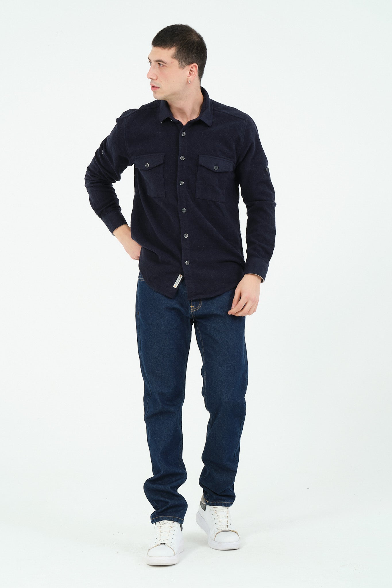 Düz Renk Flanel Oduncu Gömlek – %100 Pamuk, Regular Fit, Overshirt Kullanıma Uygun