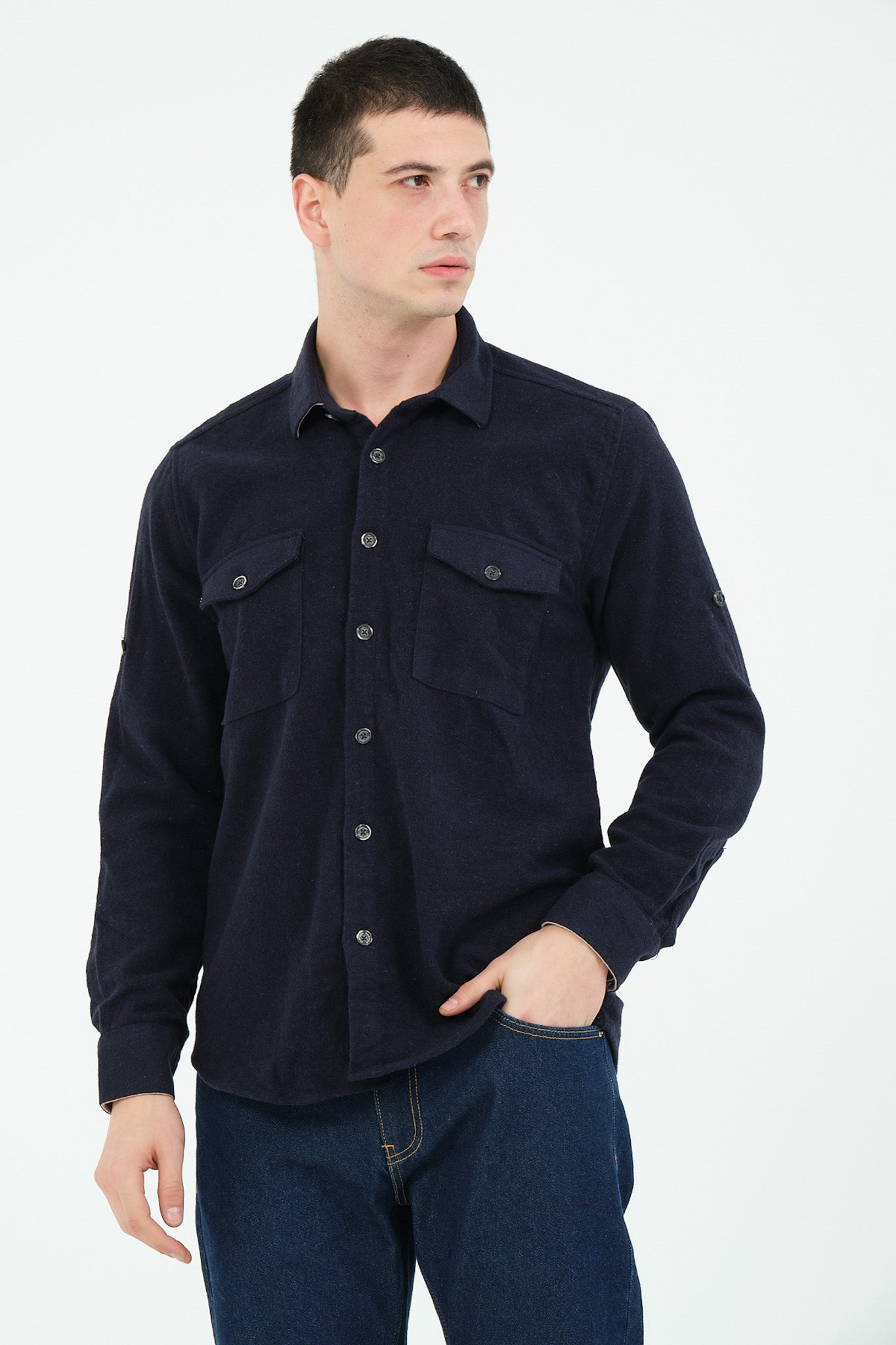 Düz Renk Flanel Oduncu Gömlek – %100 Pamuk, Regular Fit, Overshirt Kullanıma Uygun
