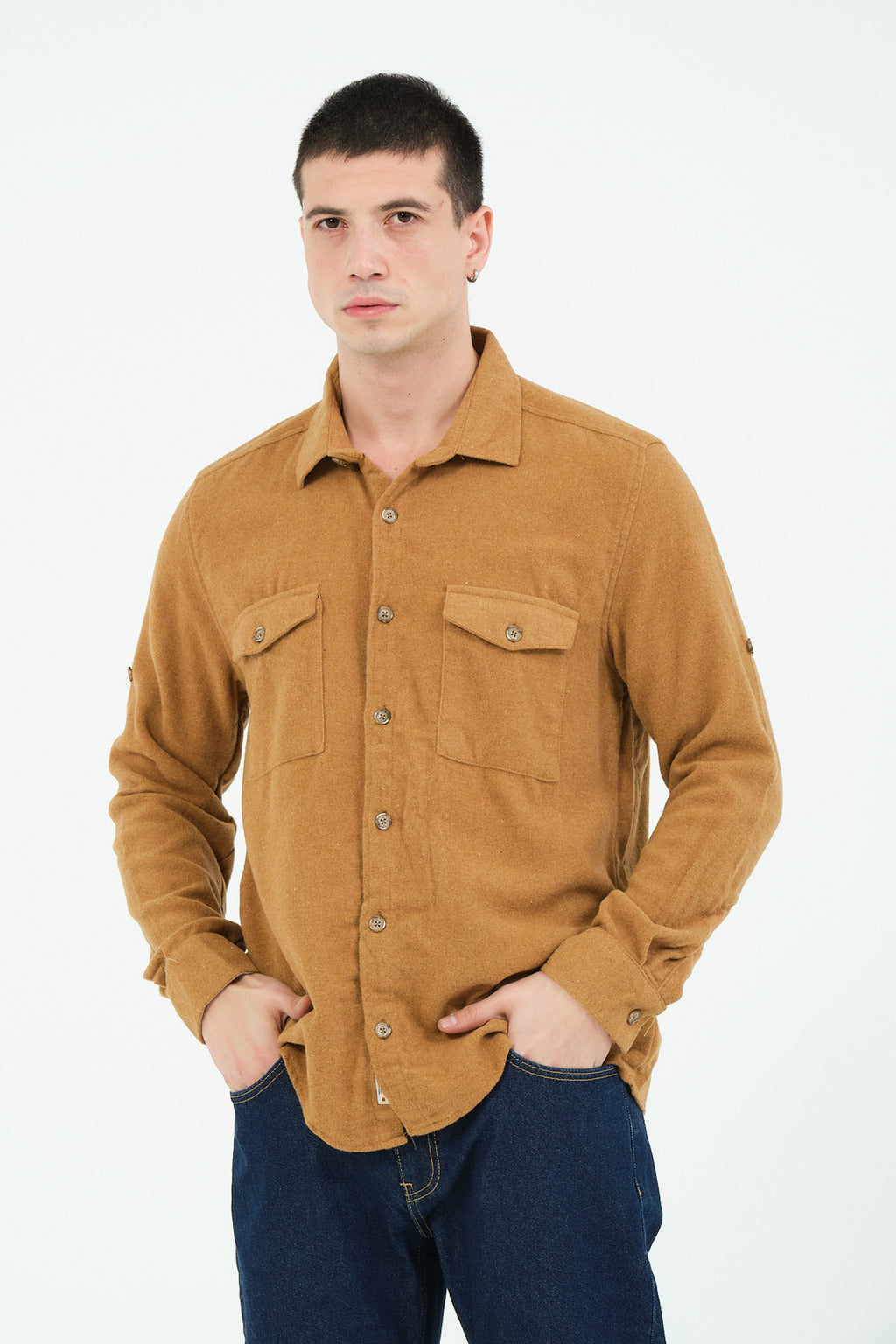 Düz Renk Flanel Oduncu Gömlek – %100 Pamuk, Regular Fit, Overshirt Kullanıma Uygun