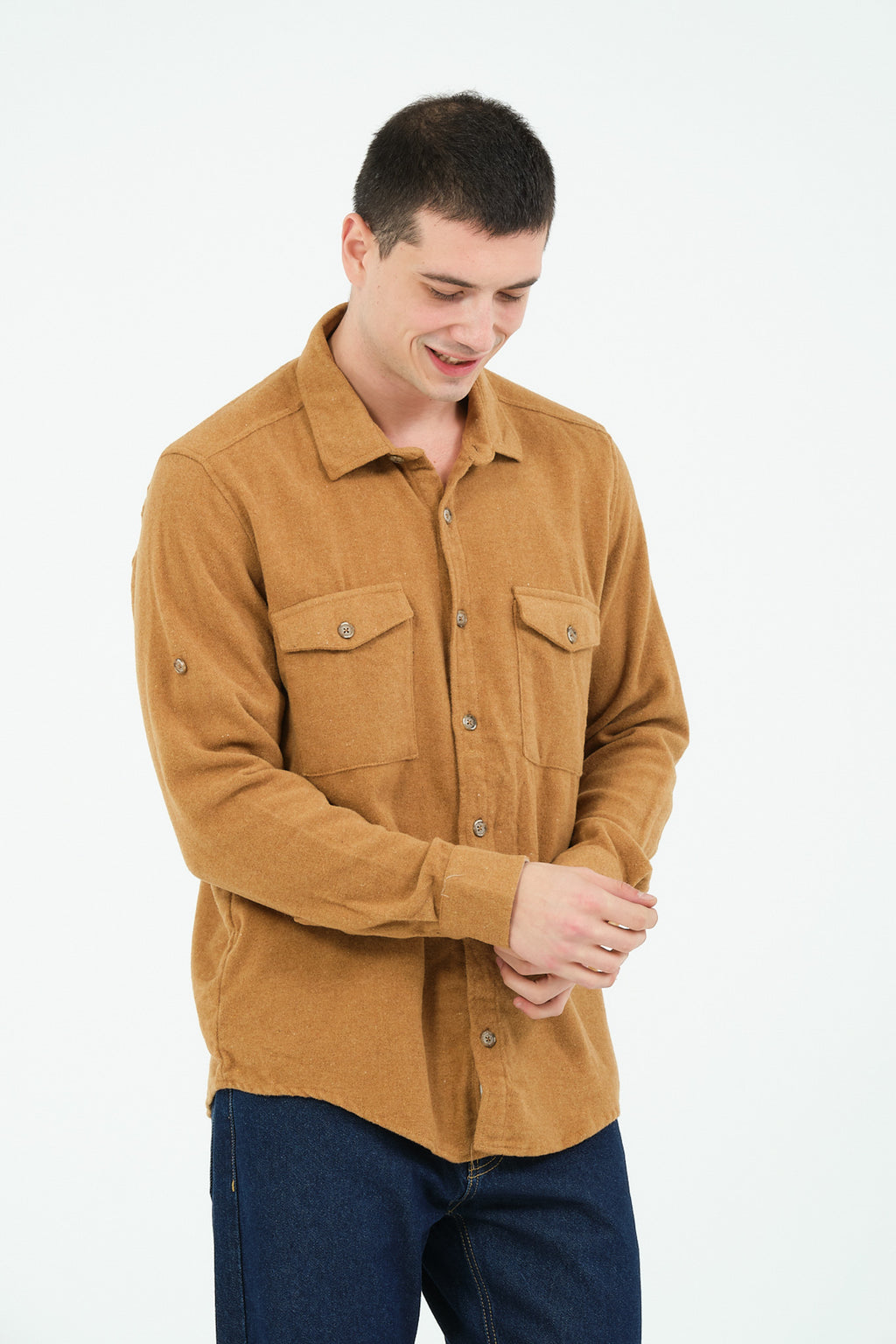 Düz Renk Flanel Oduncu Gömlek – %100 Pamuk, Regular Fit, Overshirt Kullanıma Uygun