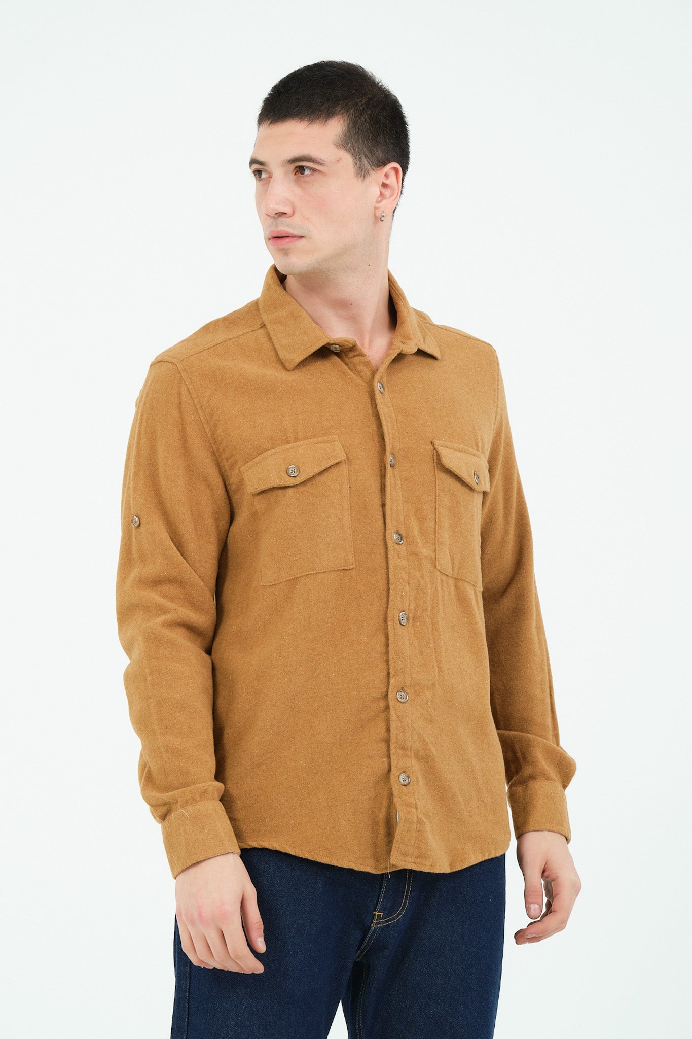 Düz Renk Flanel Oduncu Gömlek – %100 Pamuk, Regular Fit, Overshirt Kullanıma Uygun