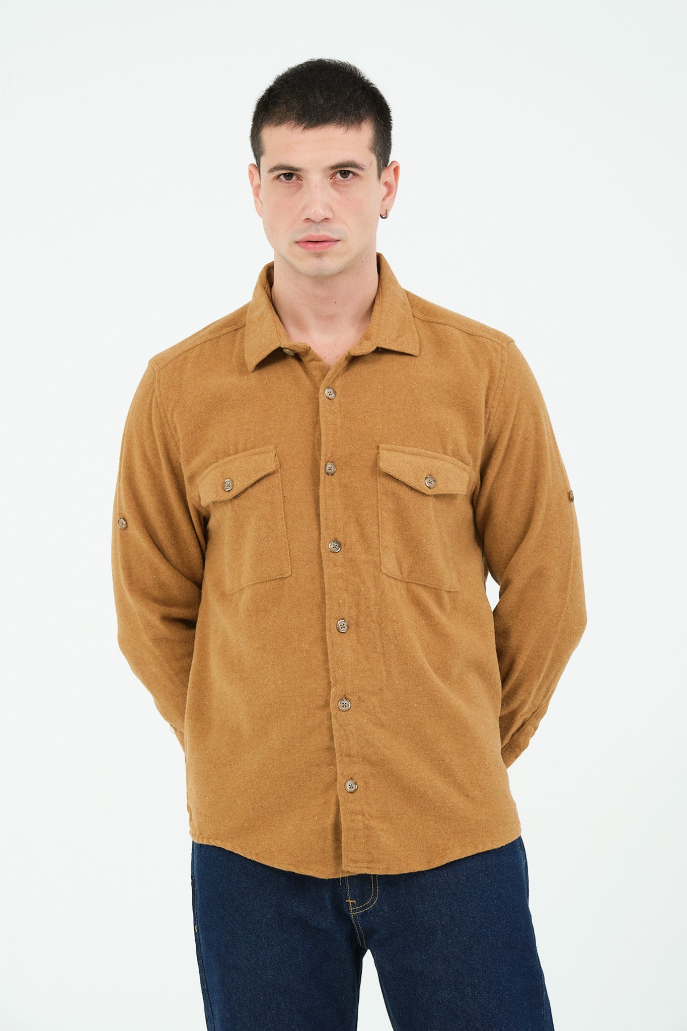 Düz Renk Flanel Oduncu Gömlek – %100 Pamuk, Regular Fit, Overshirt Kullanıma Uygun