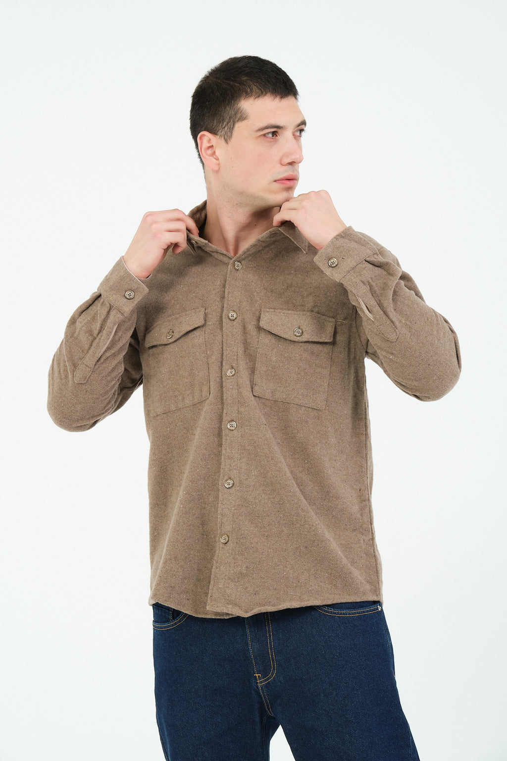 Düz Renk Flanel Oduncu Gömlek – %100 Pamuk, Regular Fit, Overshirt Kullanıma Uygun