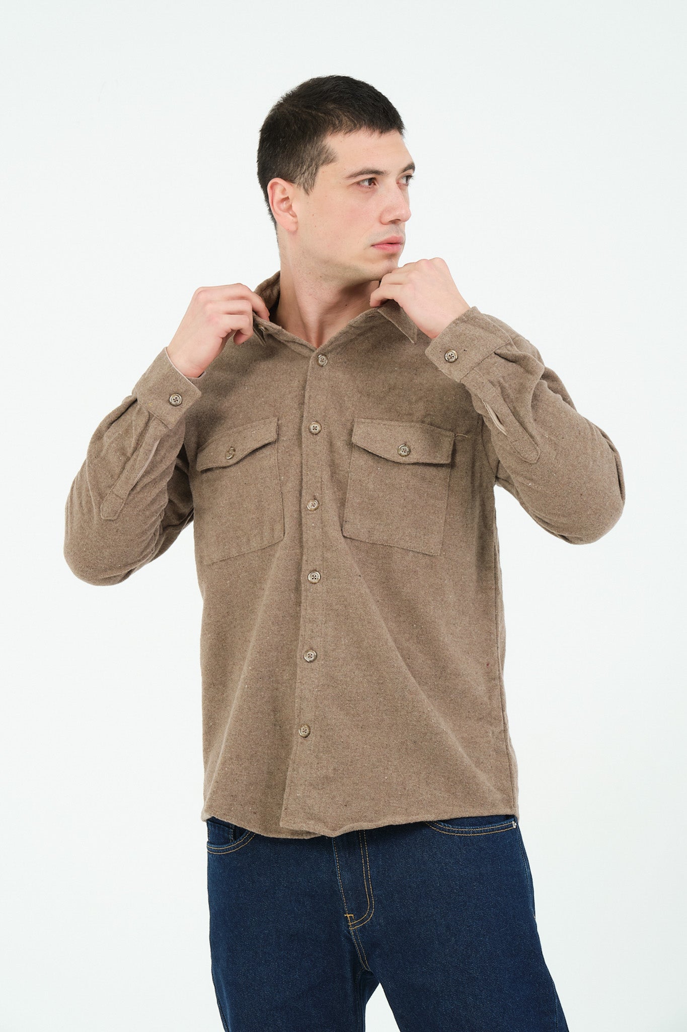 Düz Renk Flanel Oduncu Gömlek – %100 Pamuk, Regular Fit, Overshirt Kullanıma Uygun
