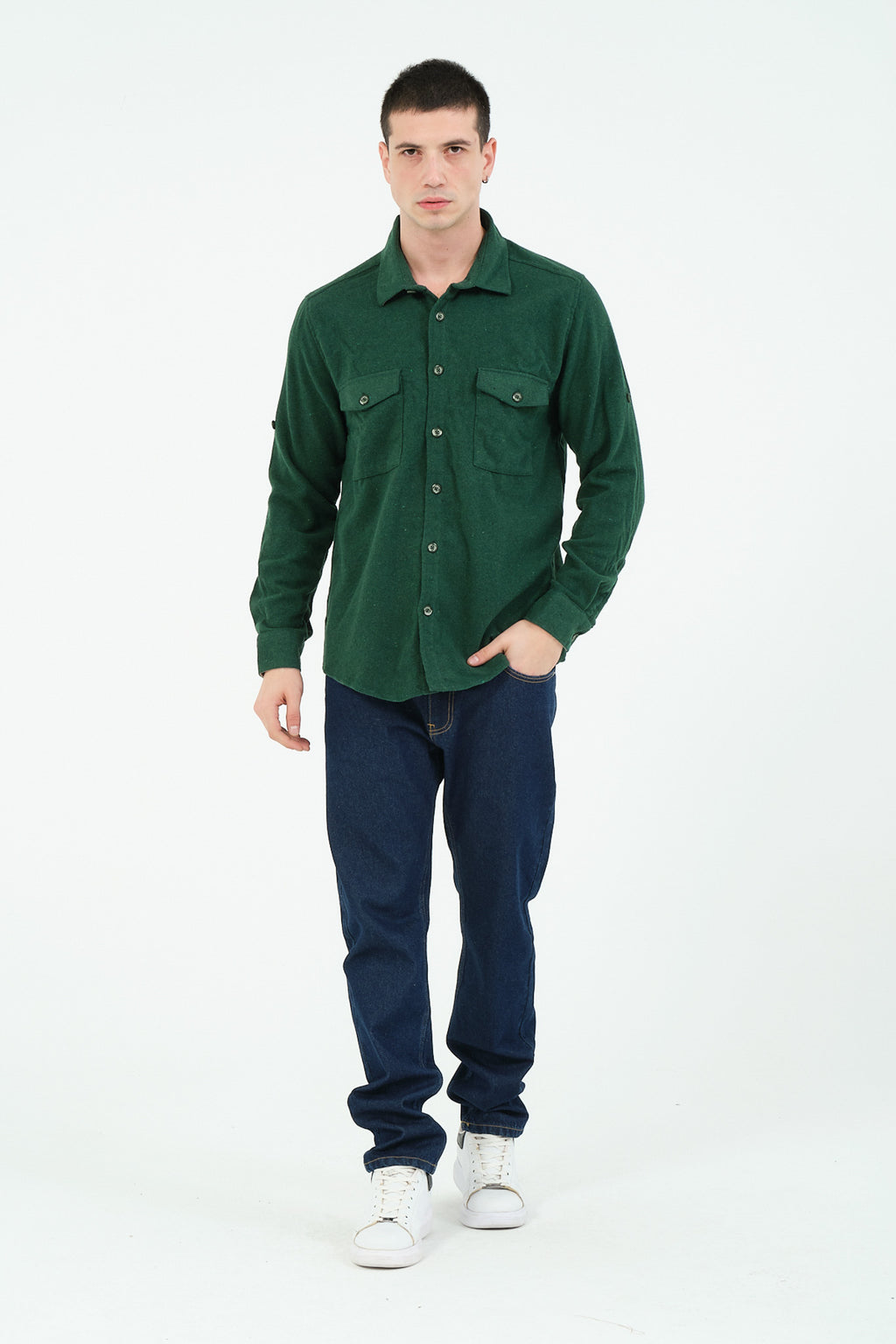 Düz Renk Flanel Oduncu Gömlek – %100 Pamuk, Regular Fit, Overshirt Kullanıma Uygun
