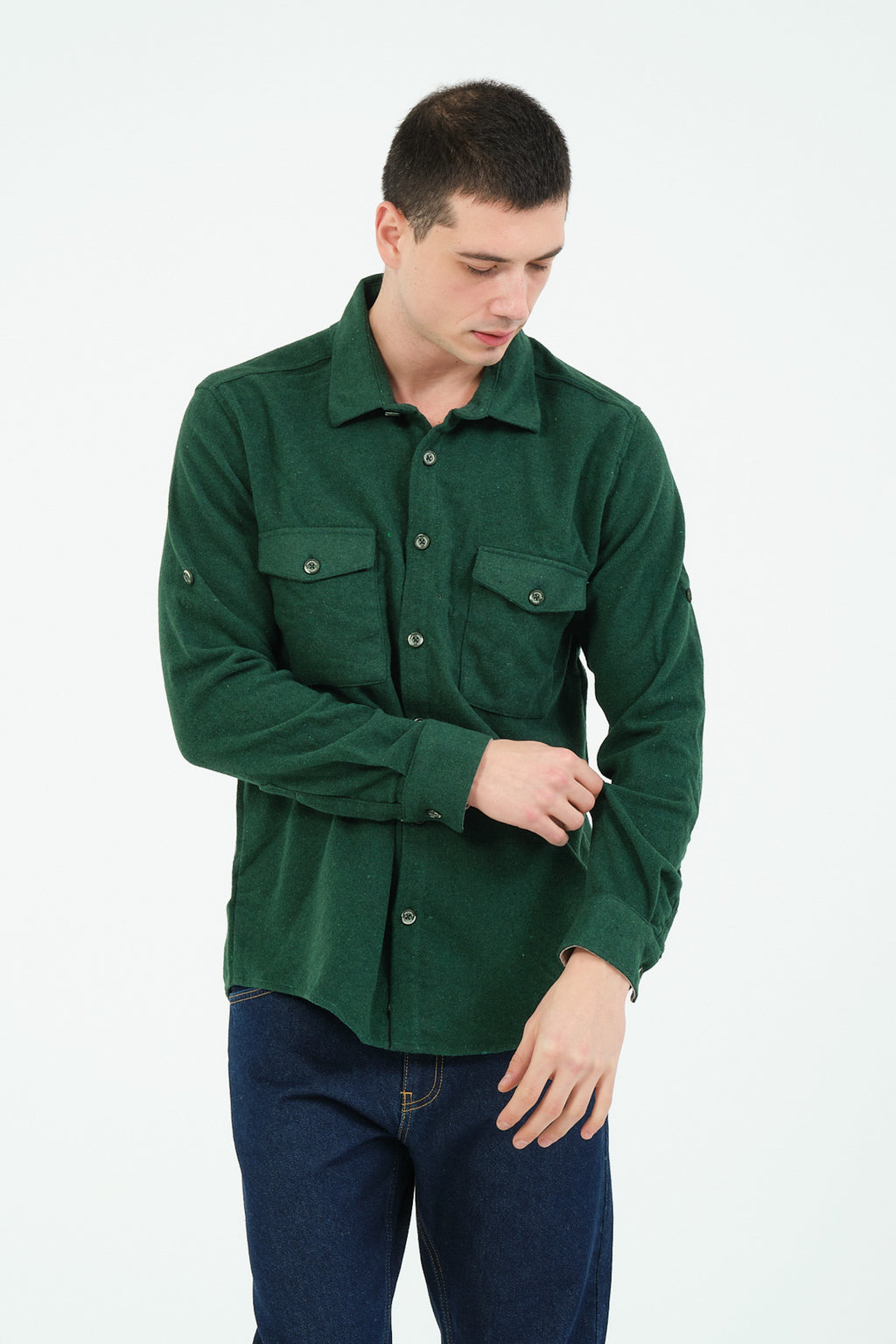 Düz Renk Flanel Oduncu Gömlek – %100 Pamuk, Regular Fit, Overshirt Kullanıma Uygun