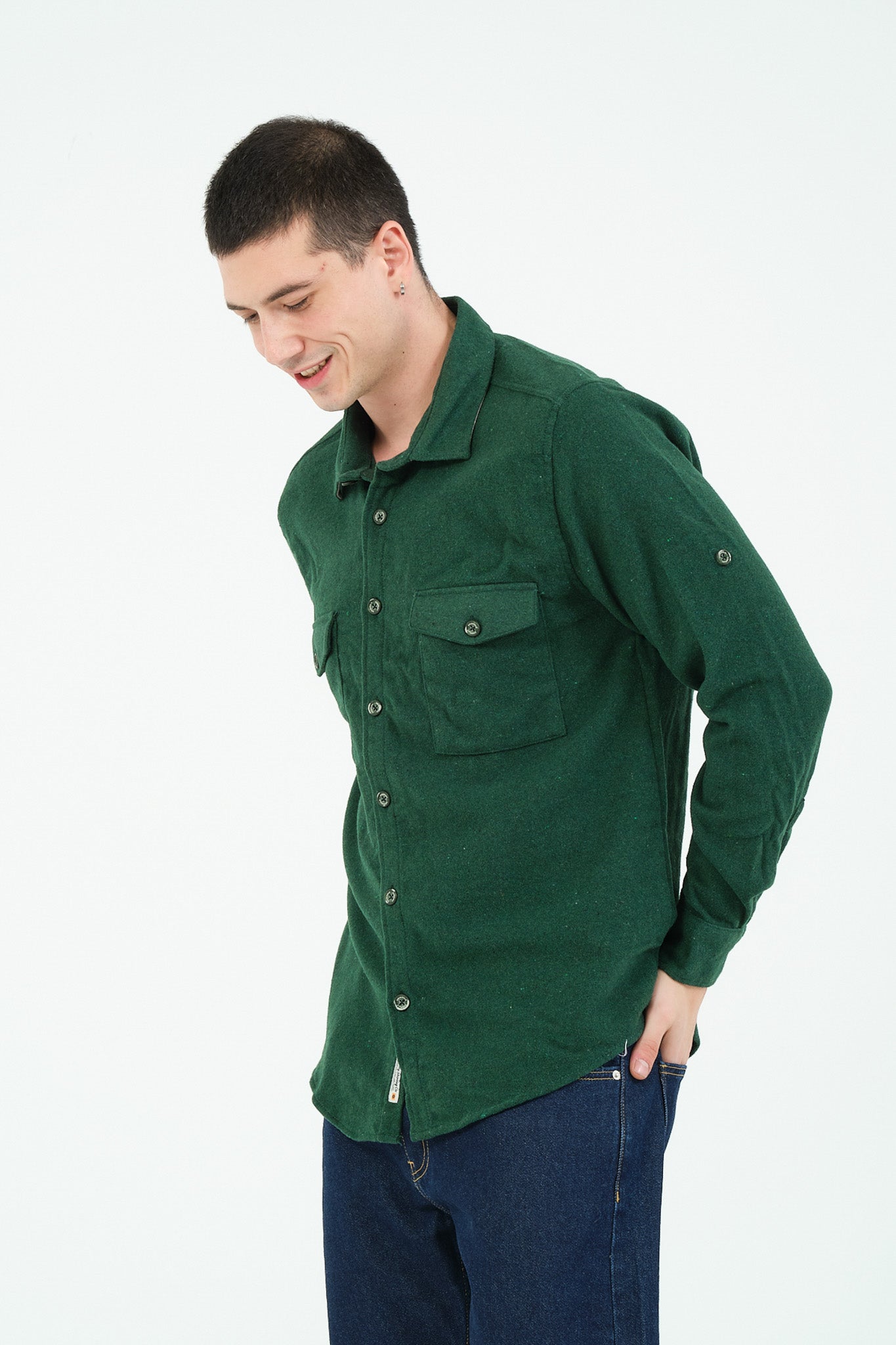 Düz Renk Flanel Oduncu Gömlek – %100 Pamuk, Regular Fit, Overshirt Kullanıma Uygun